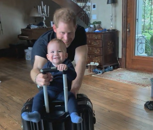 Harry and Meghan Netflix documentary Archie on suitcase