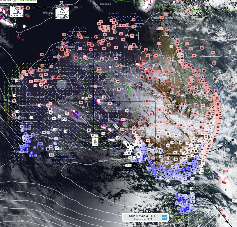 Snow and heatwave in Australia Sunday November 10 2024