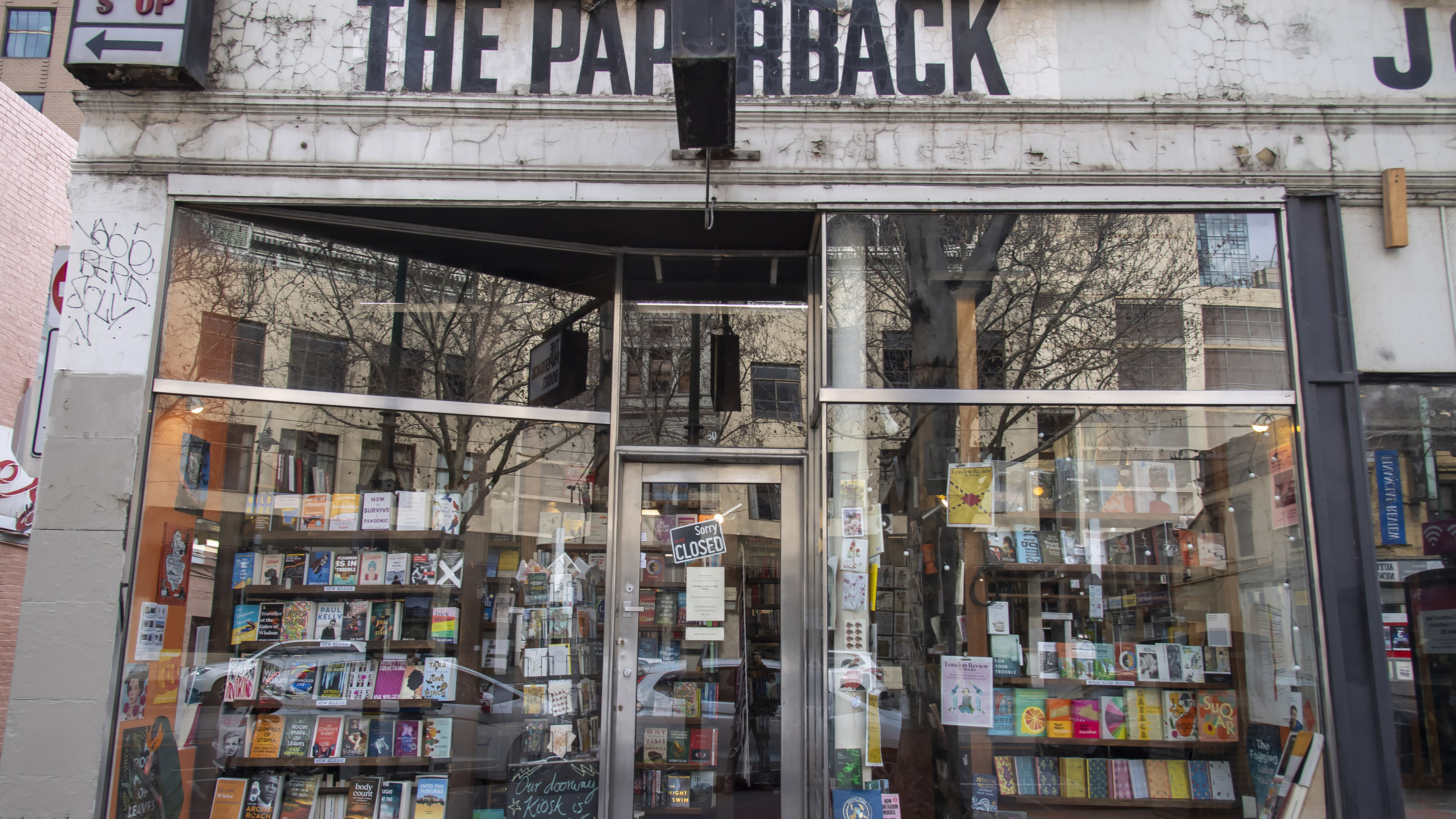 The Paperback bookstore sits closed during lockdown due to the continuing spread of the coronavirus in Melbourne.