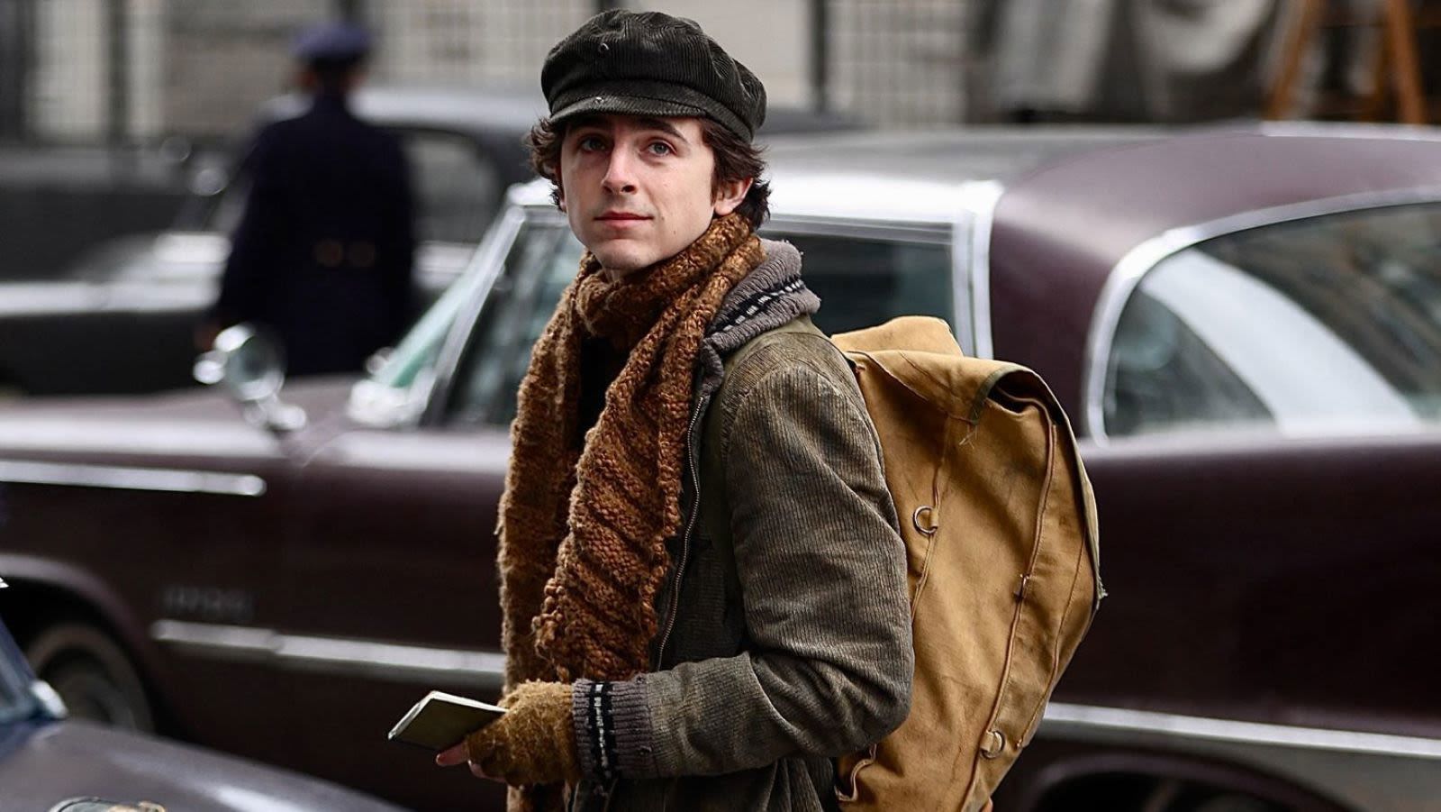 Timothée Chalamet is pictured in "A Complete Unknown."