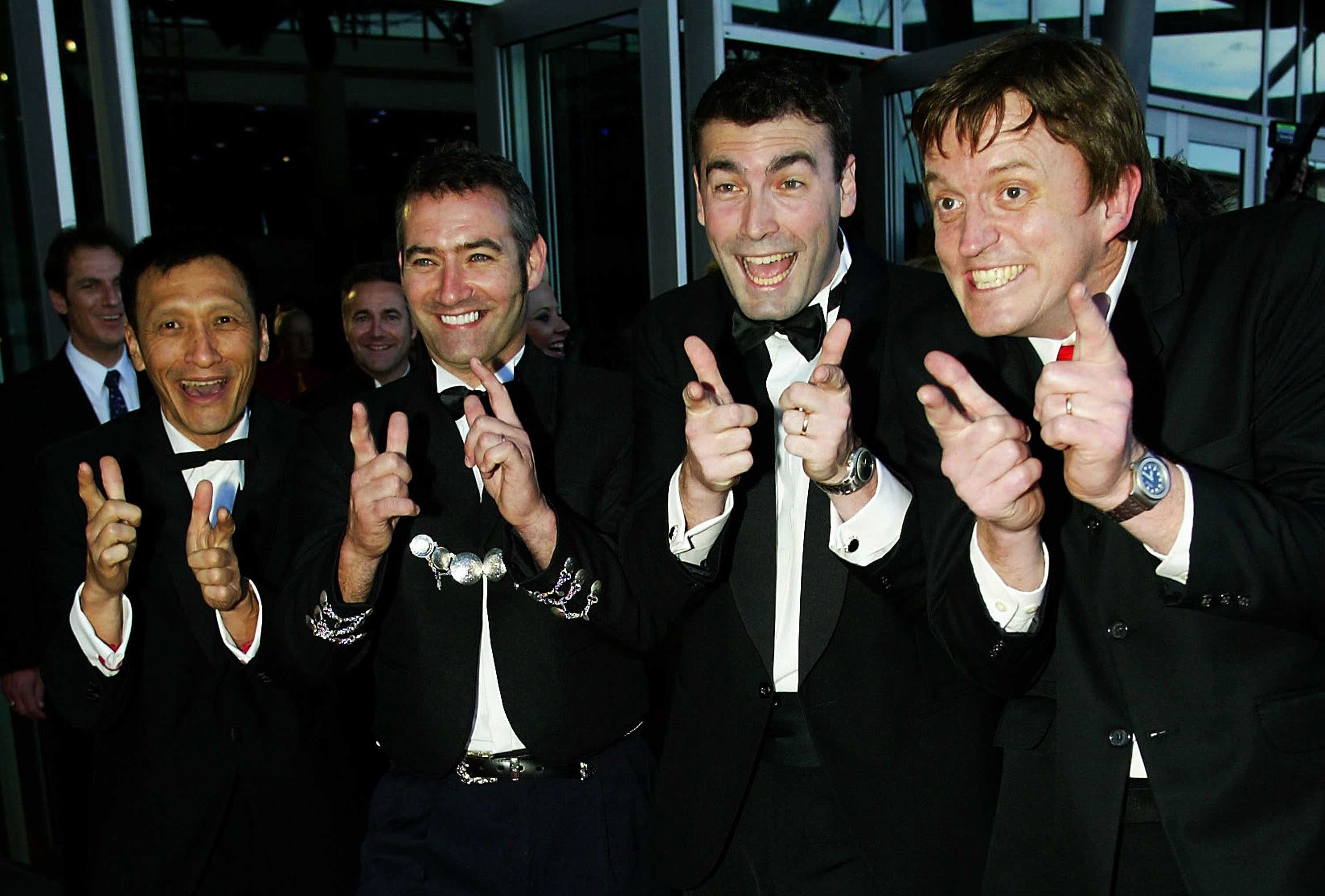 Performers The Wiggles pose for photographers during the 17th Annual ARIA Awards at the Sydney Superdome October 21, 2003 in Sydney, Australia. The ARIA Awards are the highest tribute to artists in the Australian music industry.