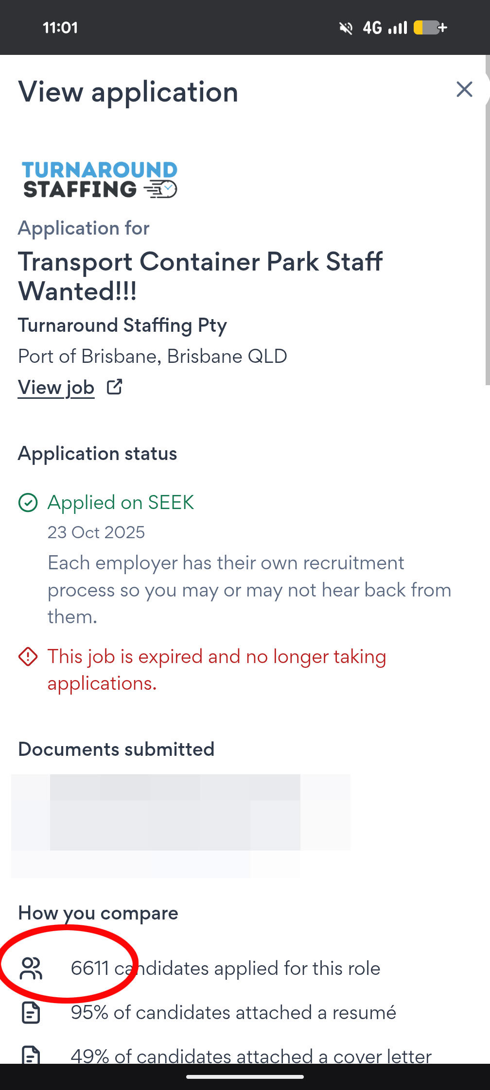 A casual job unloading containers at a Brisbane port last month received 6600 applications.