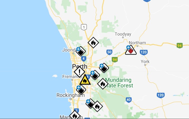 Emergency warning issued for a bushfire east of Perth.