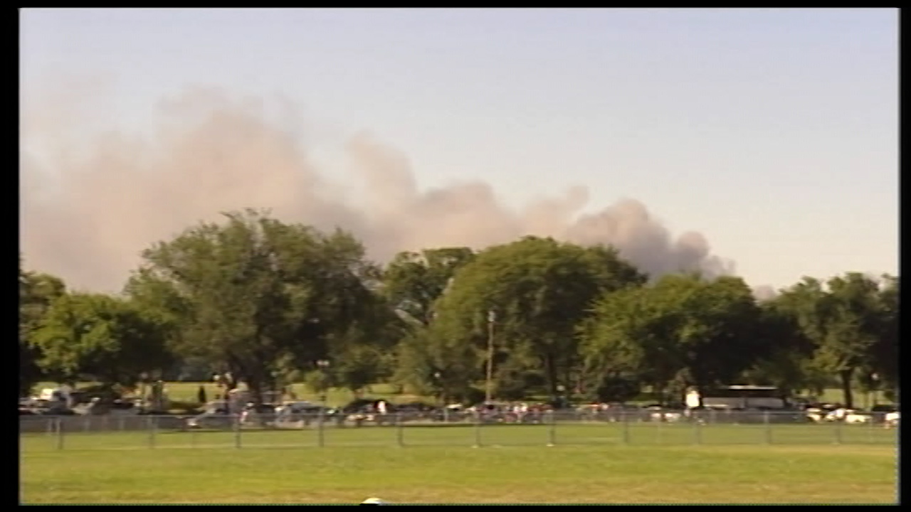 Smoke from the explosion at the Pentagon when a hijacked passenger jet slammed into the US defence headquarters.