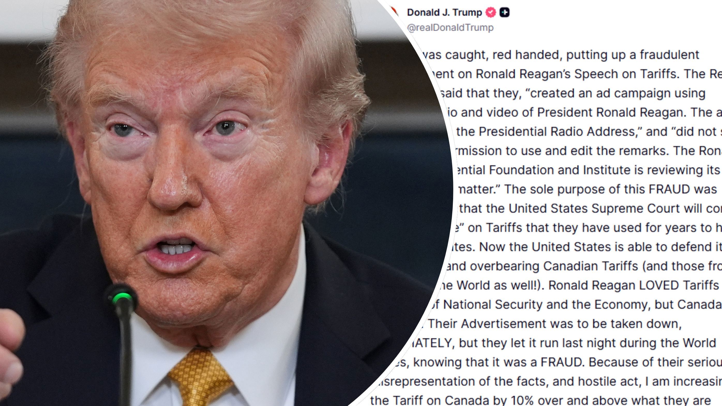 Trump threatens to hike Canadian tariffs by 10 per cent in extraordinary rant