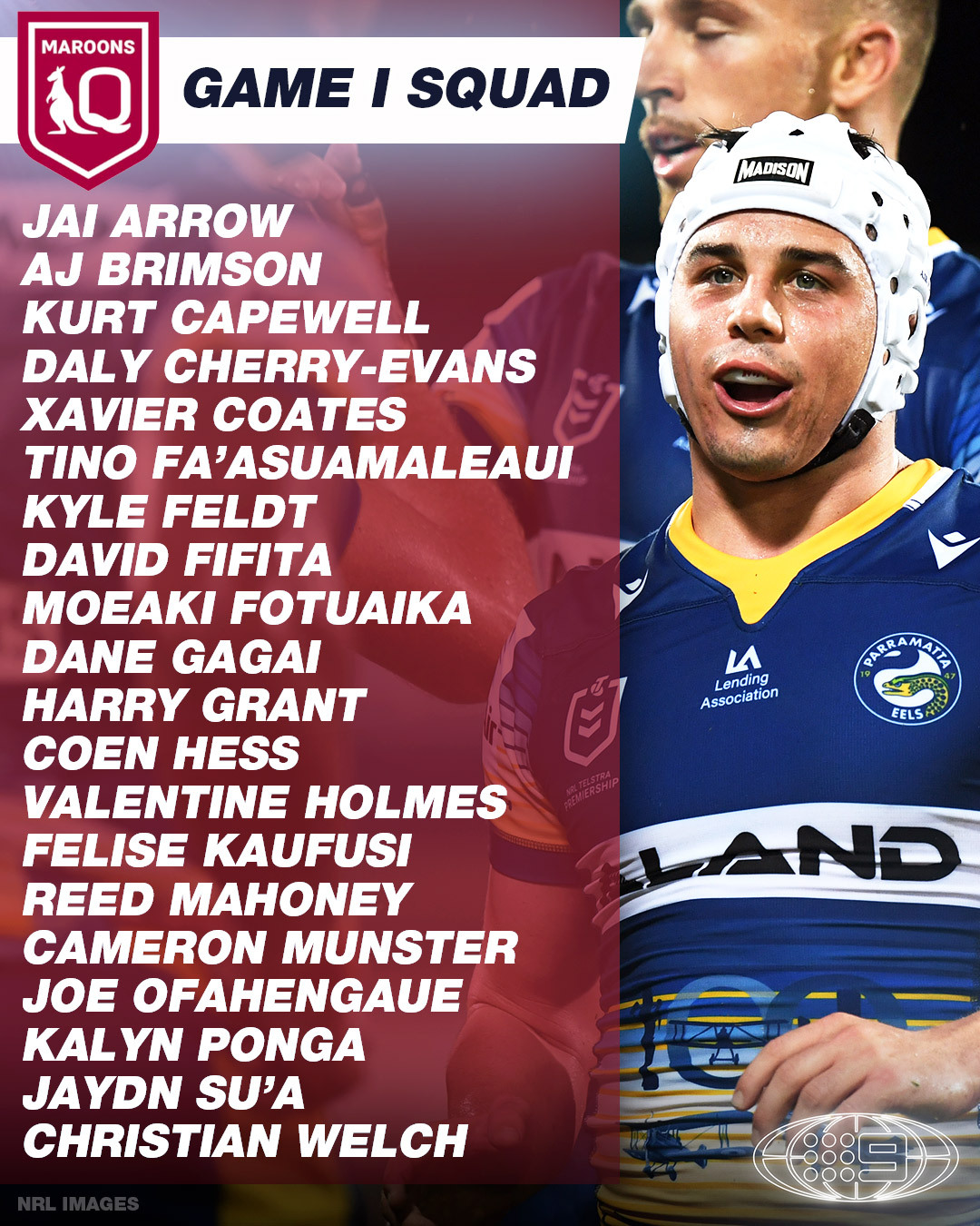 The 20-man Queensland squad for Origin I.