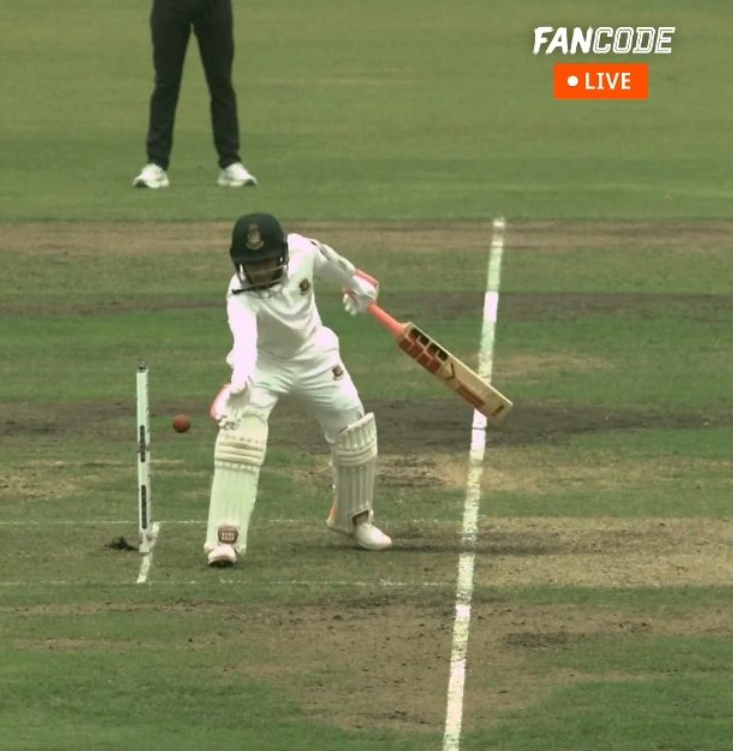 Mushfigur Rahim was sent packing after he handled the ball against New Zealand.