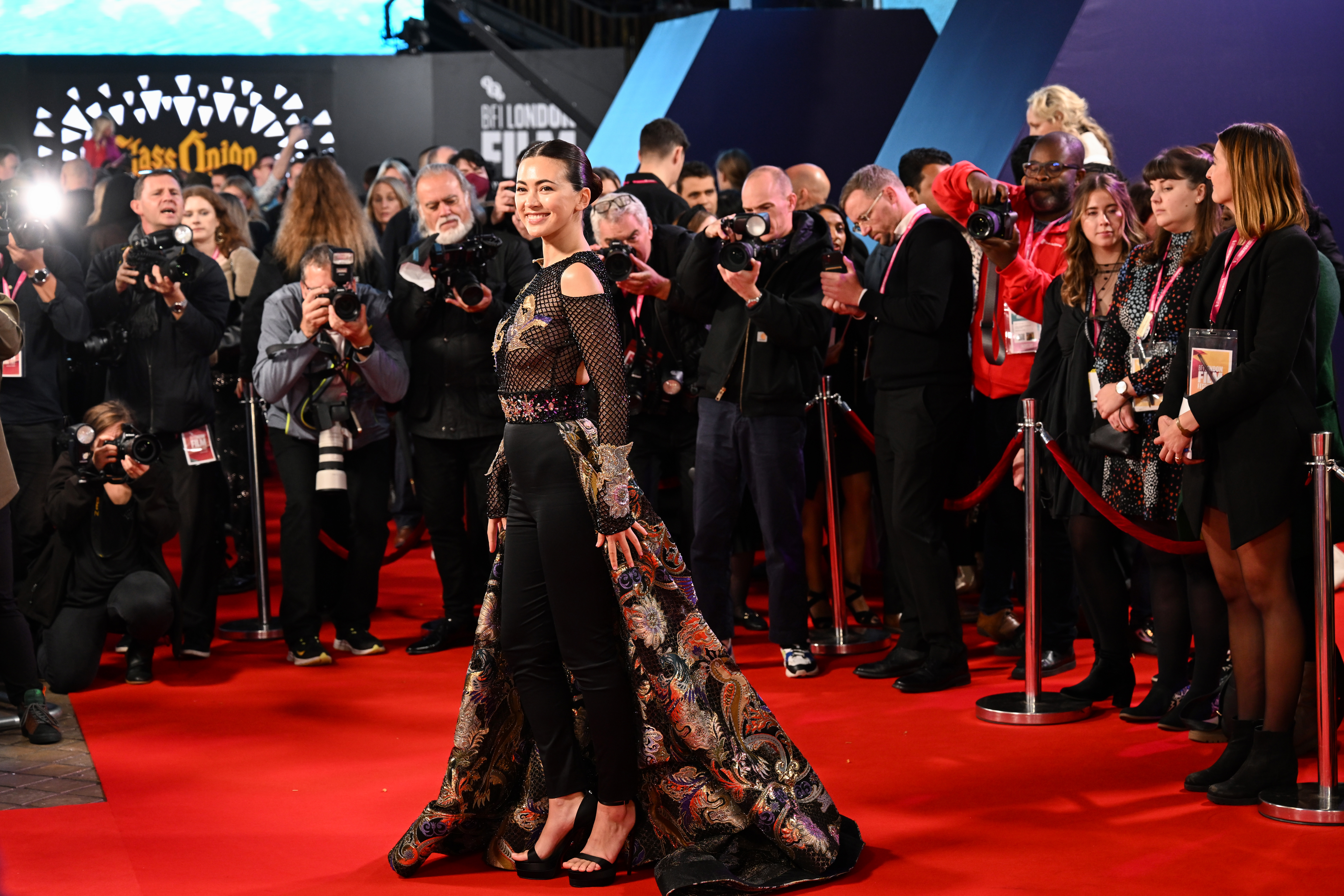 Jessica Henwick attends the "Glass Onion: A Knives Out Mystery" European Premiere and Closing Night Gala during the 66th BFI London Film Festival at The Royal Festival Hall on October 16, 2022 in London, England.  
