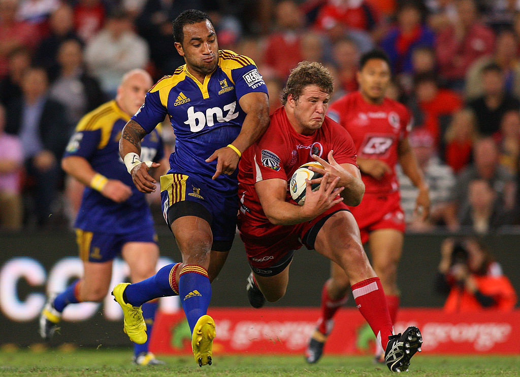 James Slipper in action for the Reds against the Highlanders in 2010 in Brisbane.