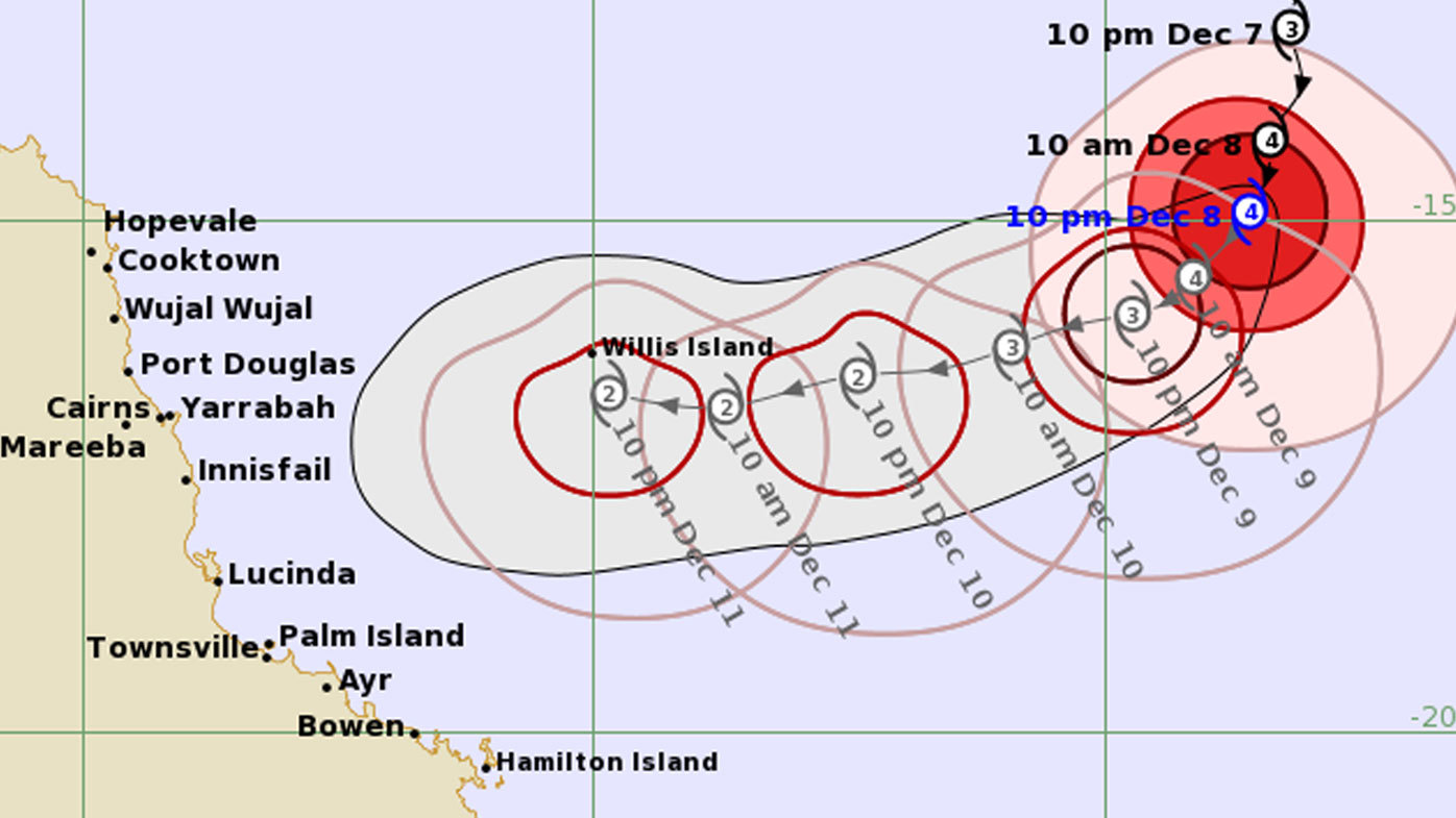 TROPICAL CYCLONE FORECAST TRACK MAP Severe Tropical Cyclone Jasper @ 10:54 pm AEST Friday 8 December 2023 