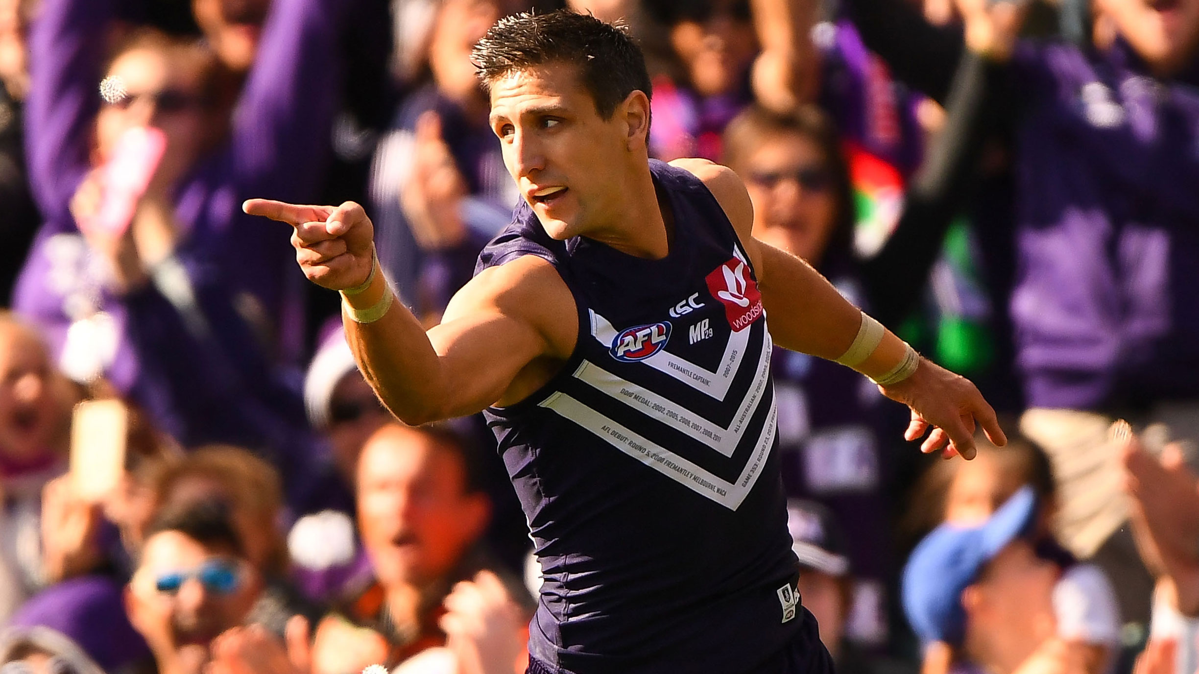 Then Fremantle Dockers captain Matthew Pavlich.