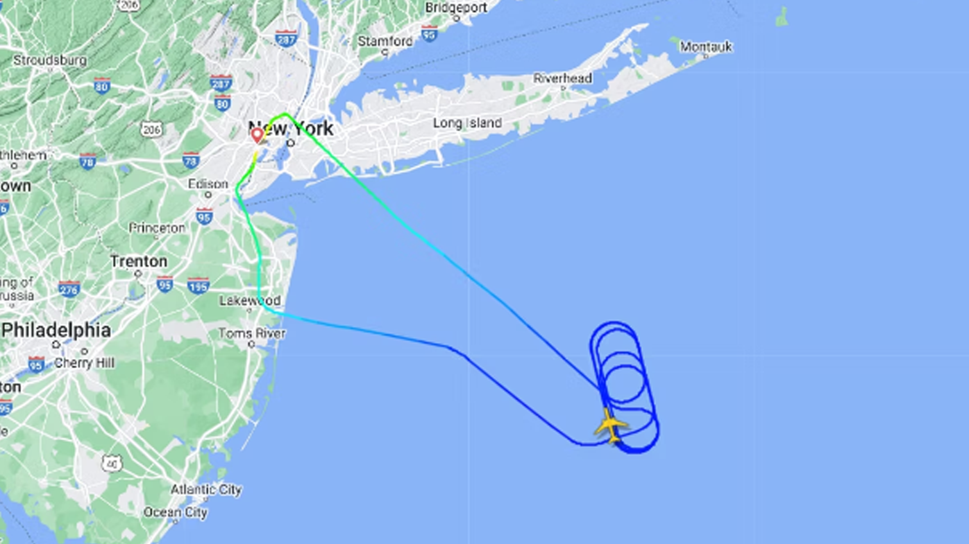 The aircraft remained in the air to burn fuel before heading back to  Newark Liberty International Airport (EWR).