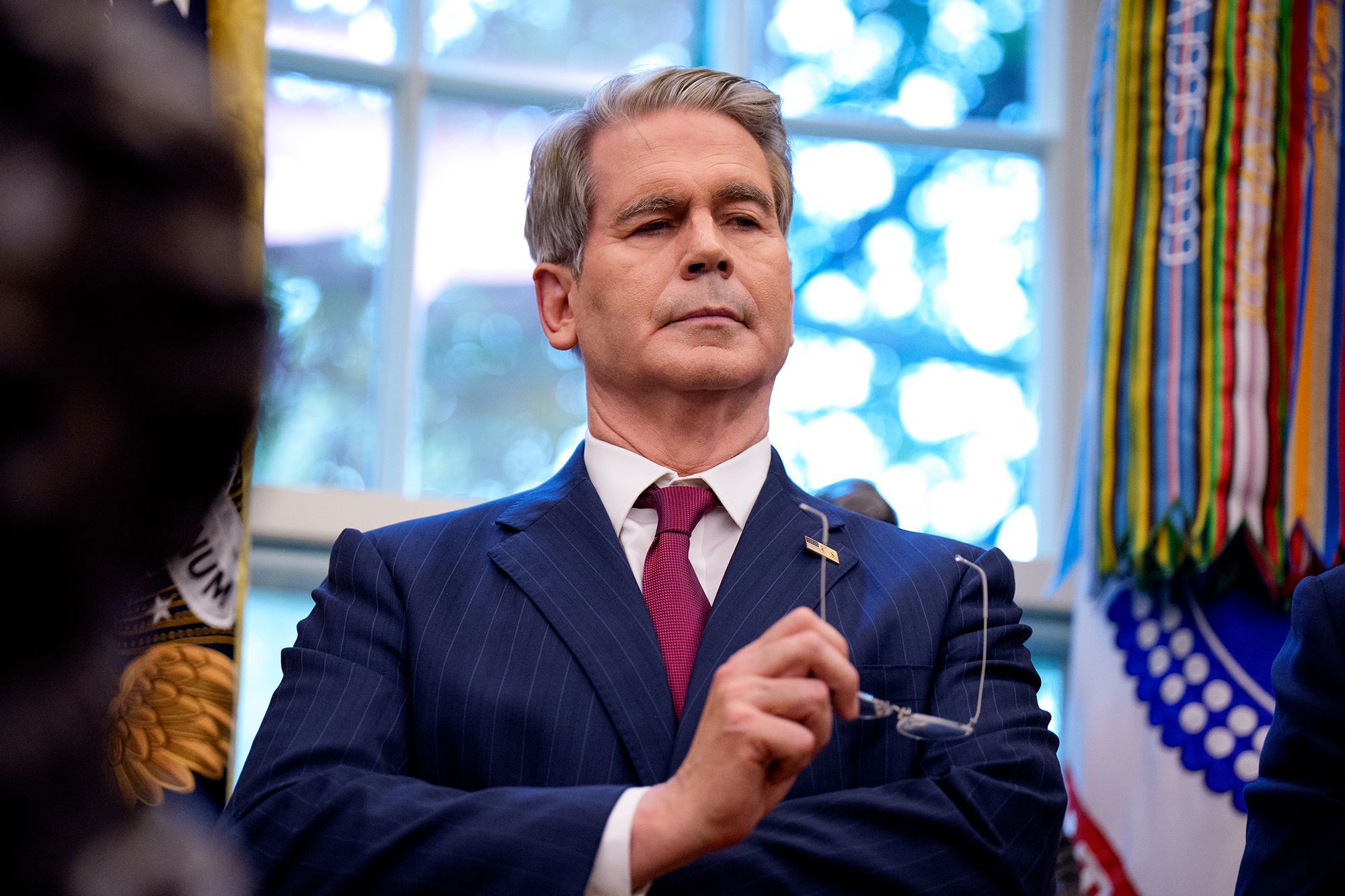 Treasury Secretary Scott Bessent appears in the in the Oval Office of the White House on September 25, in Washington, DC.