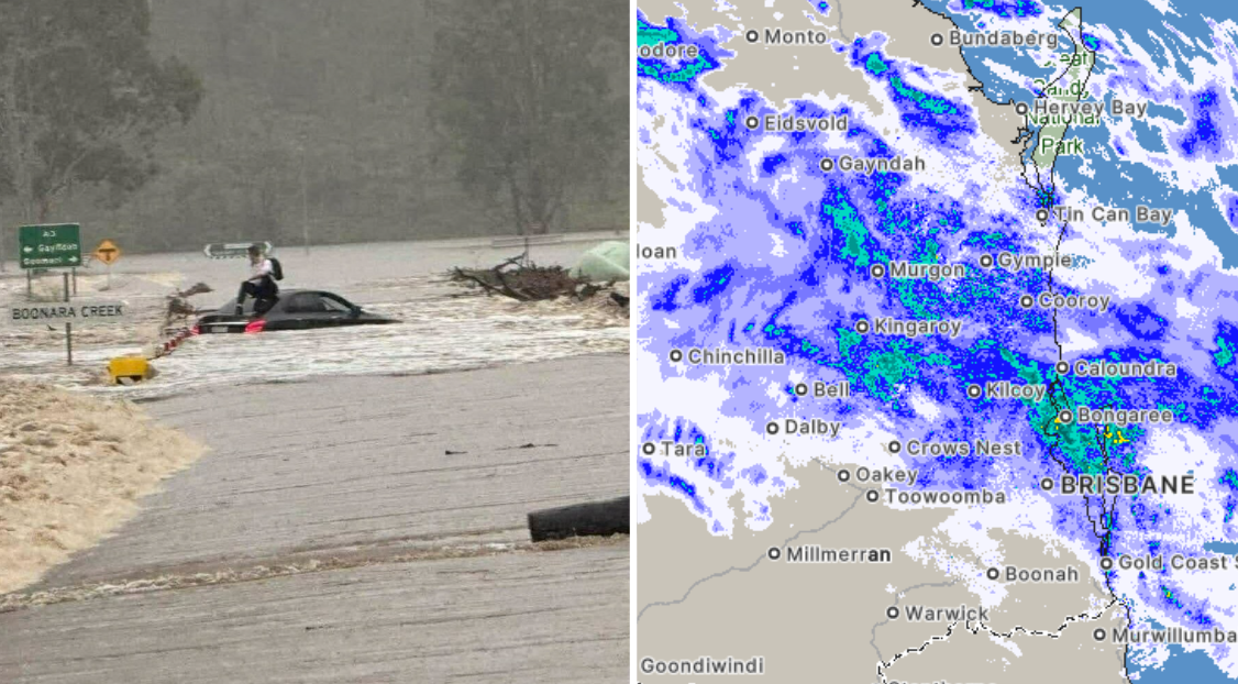 Rescues and road closures as flooding rain moves across Queensland