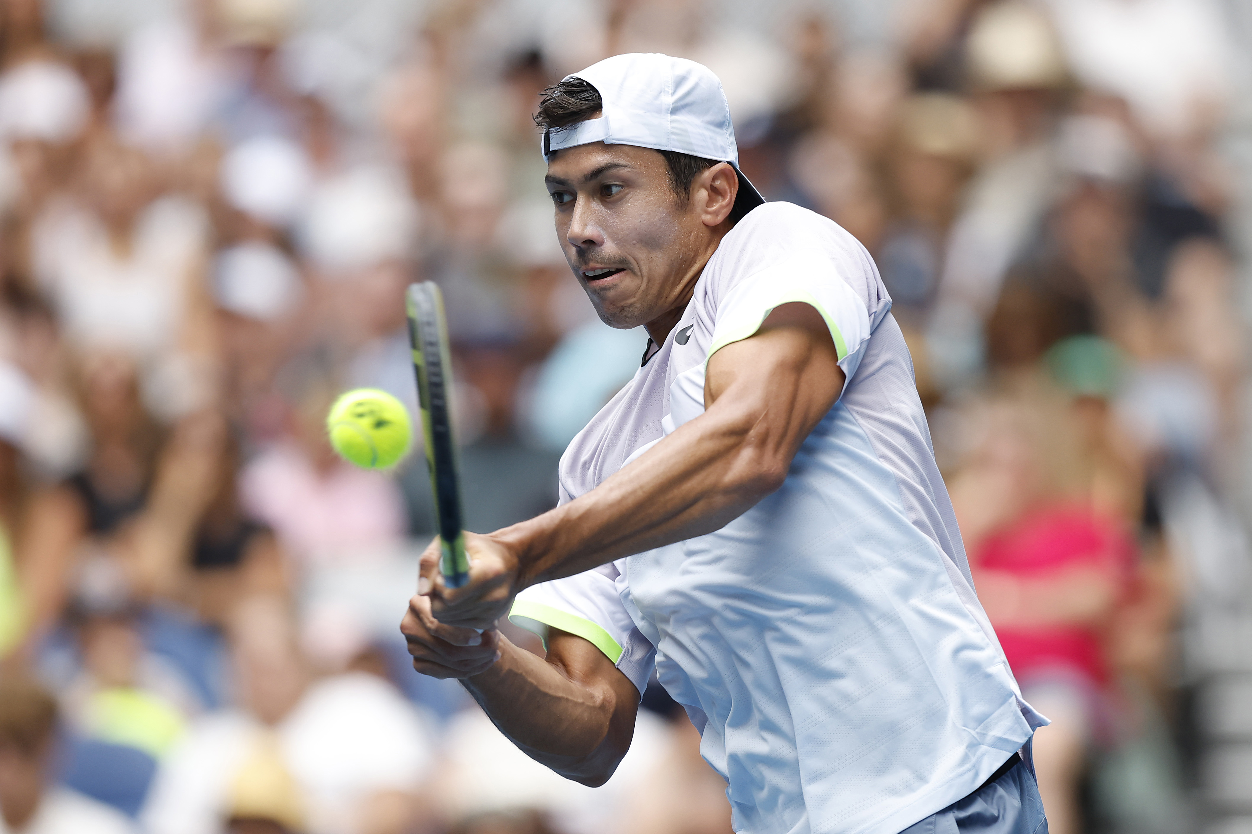 Jason Kubler plays a backhand.