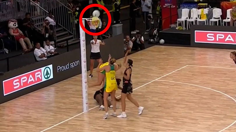 Australia's seventh netball Quad Series title has been marred by this bizarre umpiring decision in the fourth quarter.