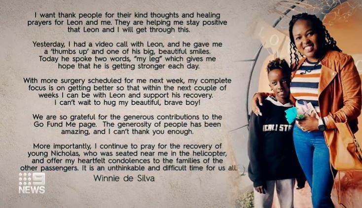 Winne de Silva statement, update on son Leon