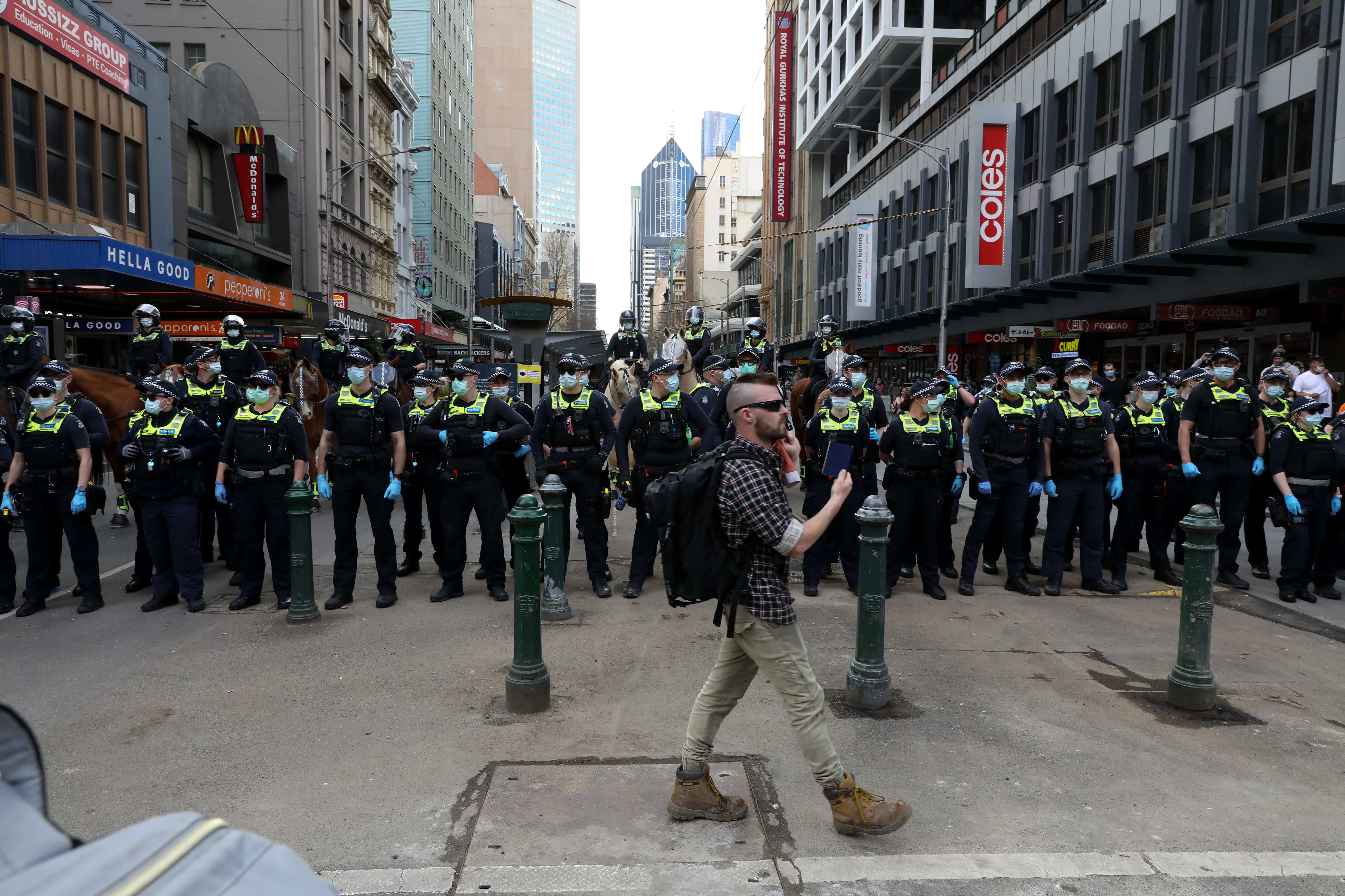 Melbourne anti-lockdown protests, Saturday August 21, 2021.
