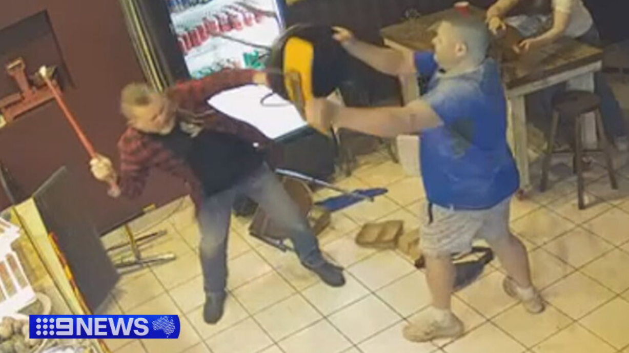 The brawl broke out at pizza shop in Brunswick last night.