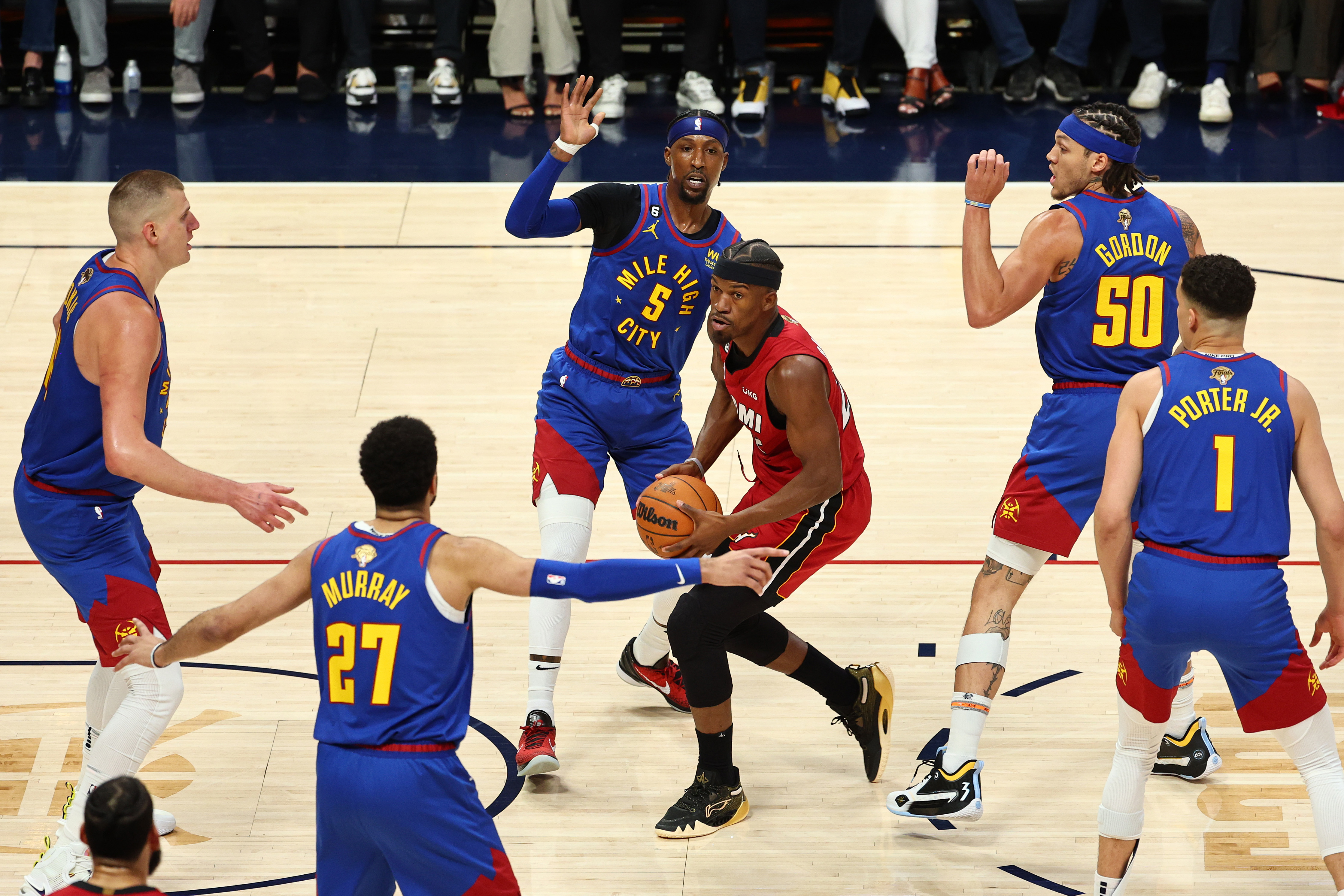 Jimmy Butler of the Miami Heat drives to the basket.