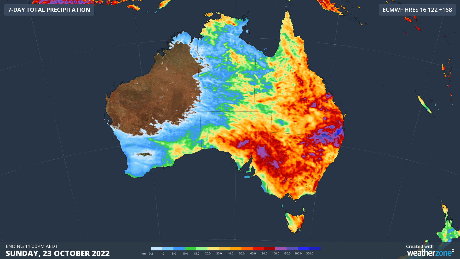 Forecast accumulated rain this week, according to the ECMWF-HRES model.