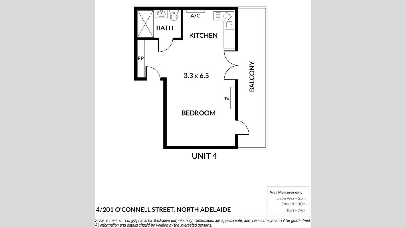 The floorplan provided the $400 per week 4/201 O'Connell Street, North Adelaide.