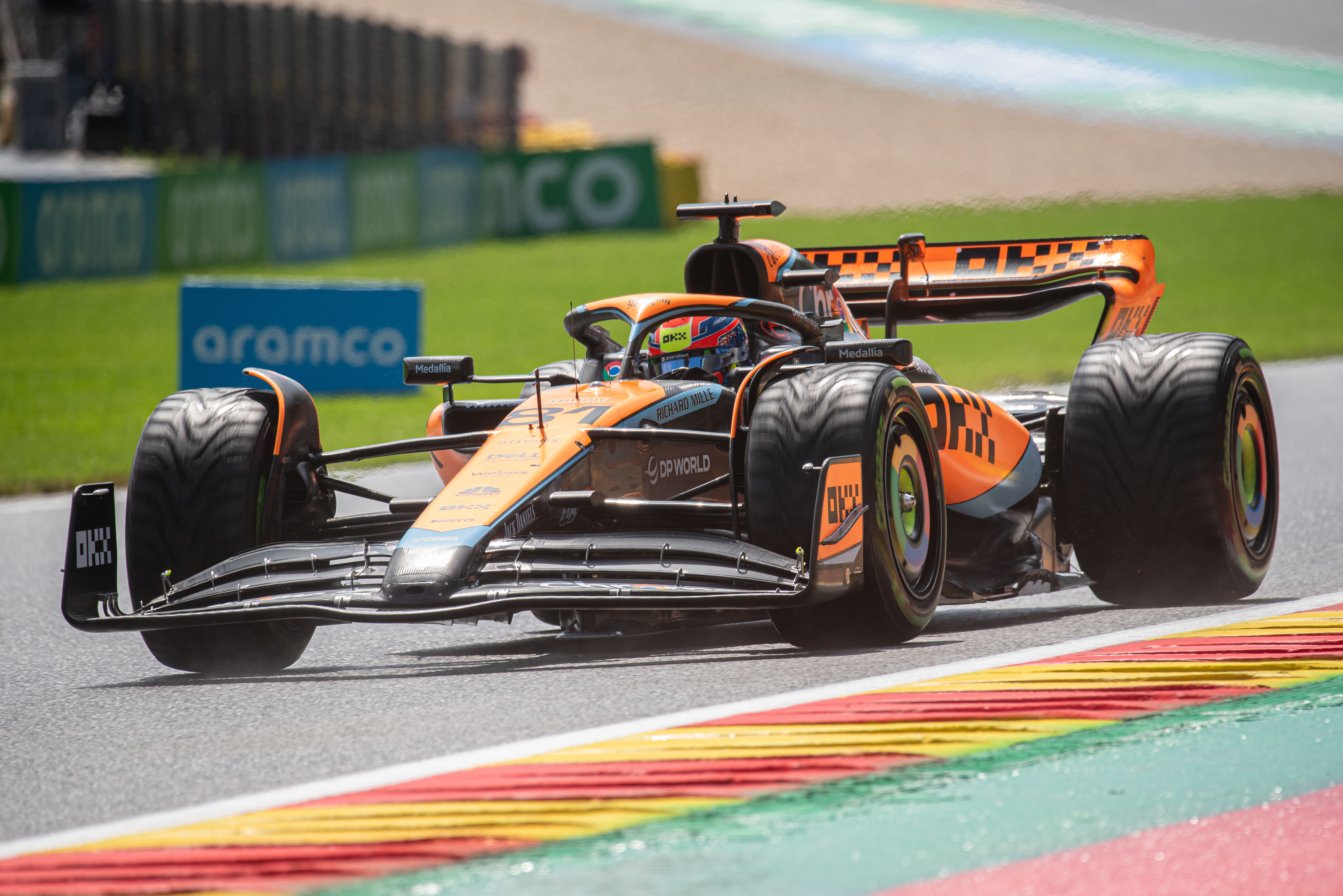Oscar Piastri of Australia driving the (81) McLaren MCL60 Mercedes on track during the sprint shoutout F1 Grand Prix of Belgium, at Circuit Spa-Francorchamps, on 29 Juli 2023 In Spa, Belgium. (Photo by Jonathan Raa/NurPhoto)