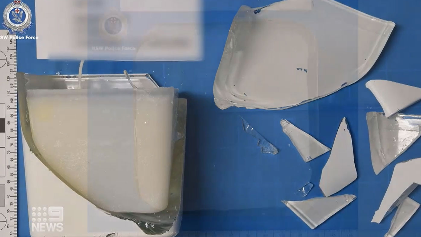 Four kilos of crystal methamphetamine was found concealed in eight candles.