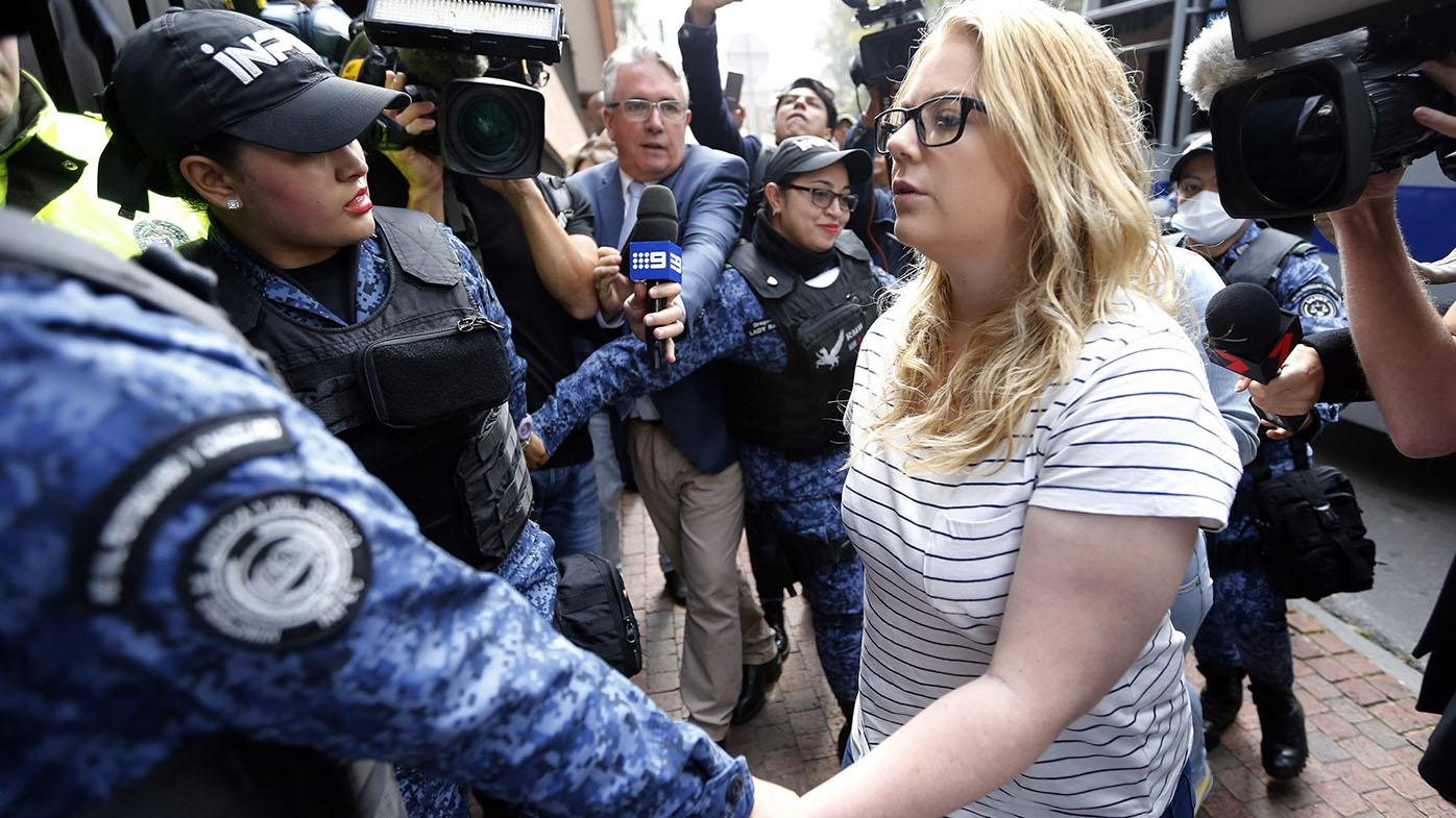 Cassie Sainsbury is led into a Bogota court in 2017