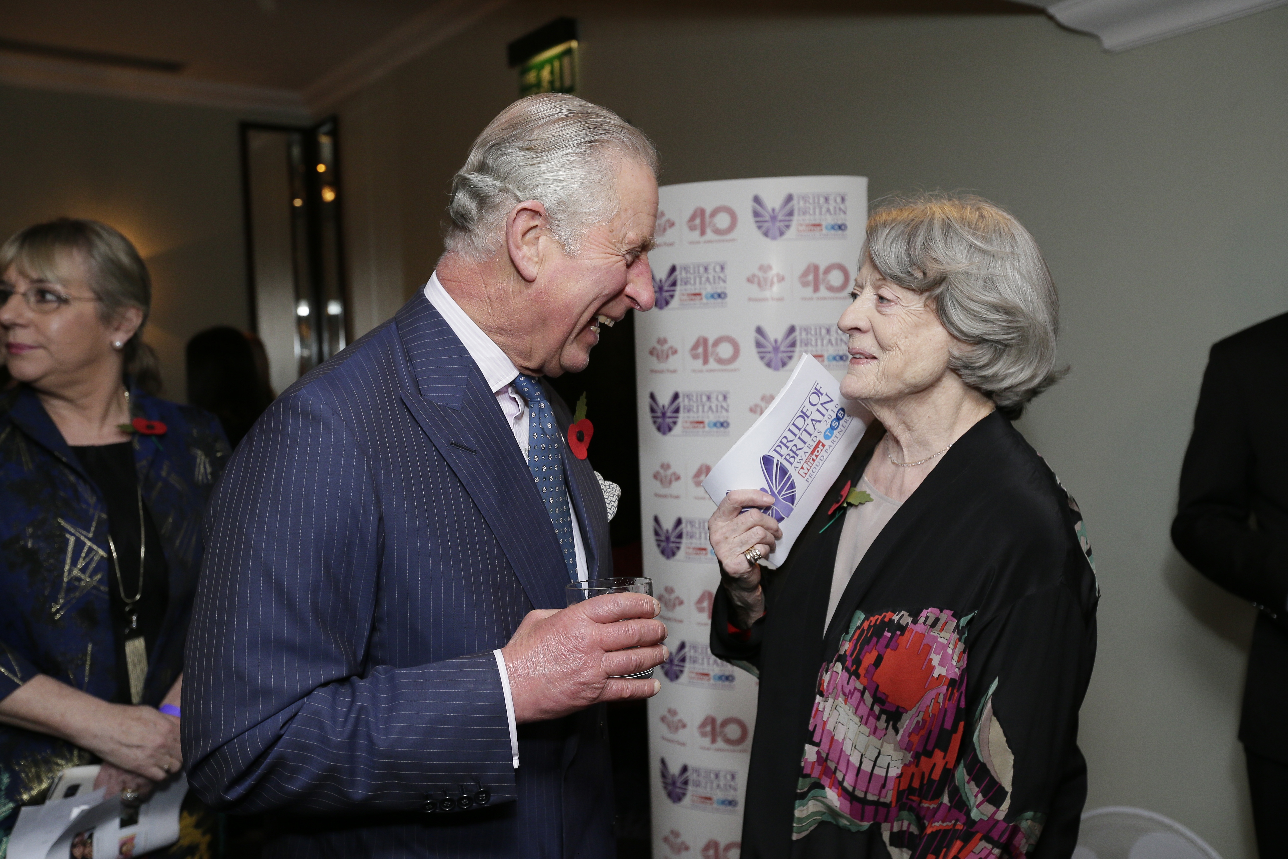 King Charles and Maggie Smith at the Pride Of Britain awards at the Grosvenor House Hotel on October 31, 2016 in London, England. 