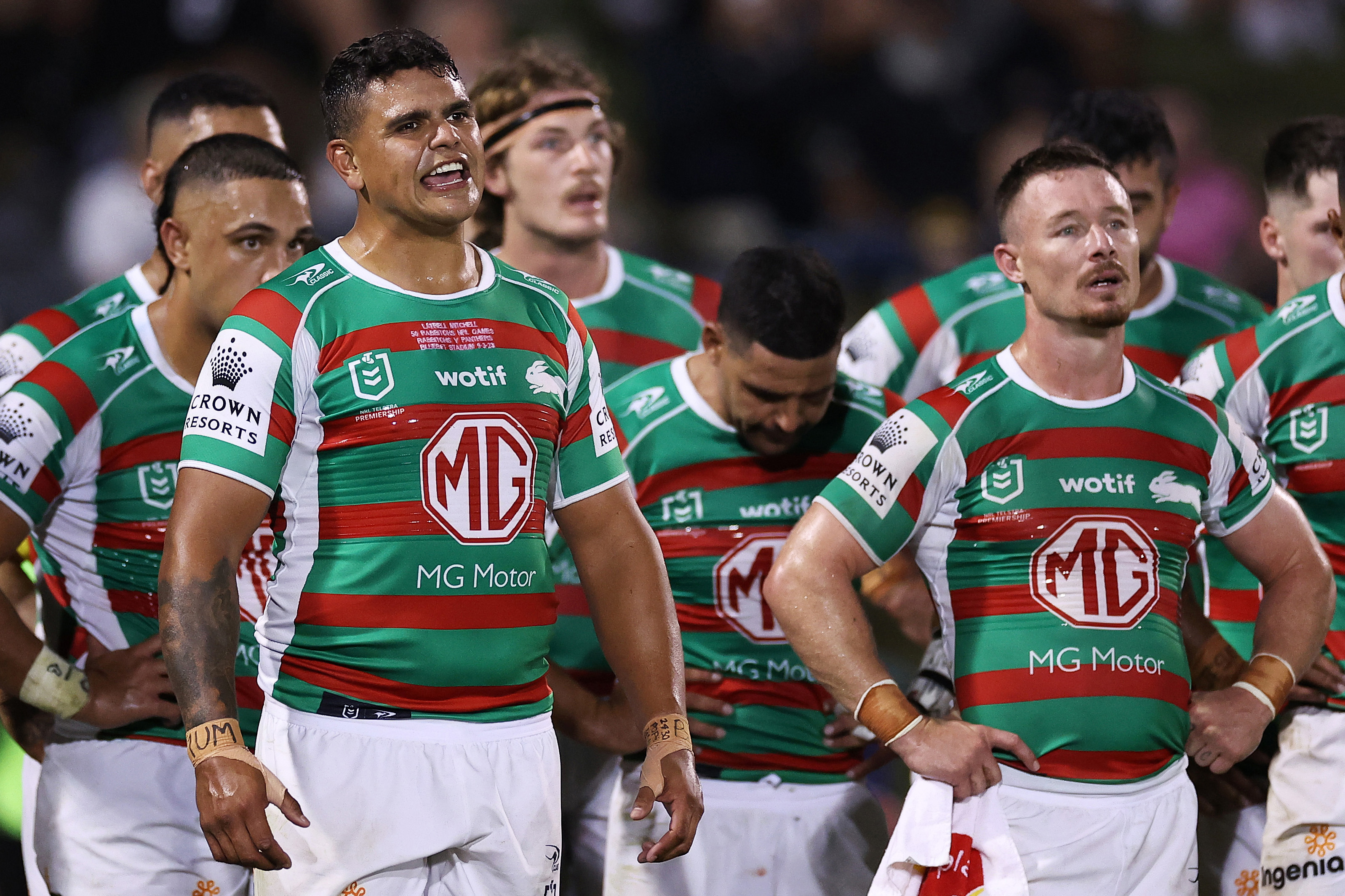 Latrell Mitchell in action for South Sydney against Penrith. (Photo by Cameron Spencer/Getty Images)