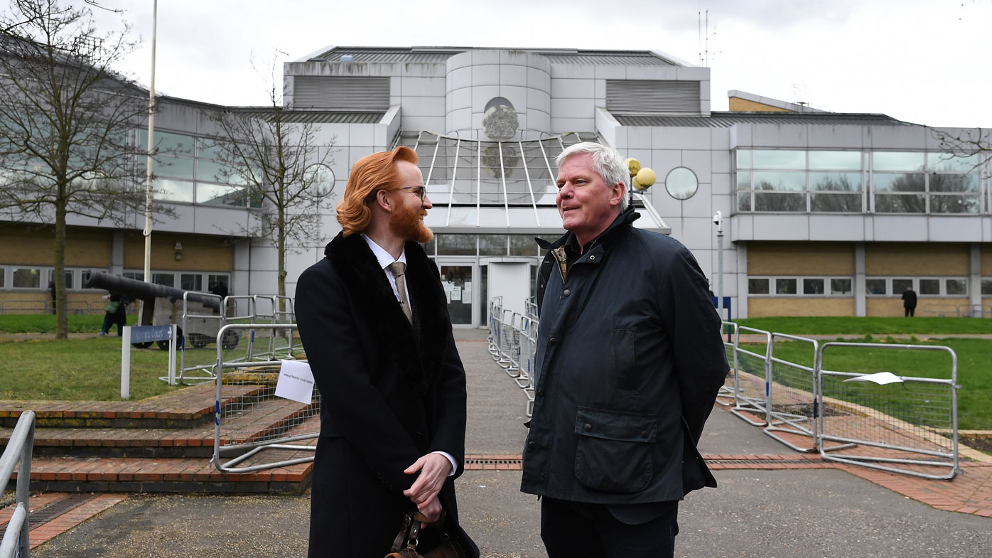 Editor in Chief of Wikileaks Kristin Hrafnsson (R) with Wikileaks Section Editor Joseph Farrell (L) outside Woolwich Crown Court in London, Britain, 26 February 2020. Julian Assange is facing extradition to the US on 18 charges and faces up to 175 years in prison if found guilty