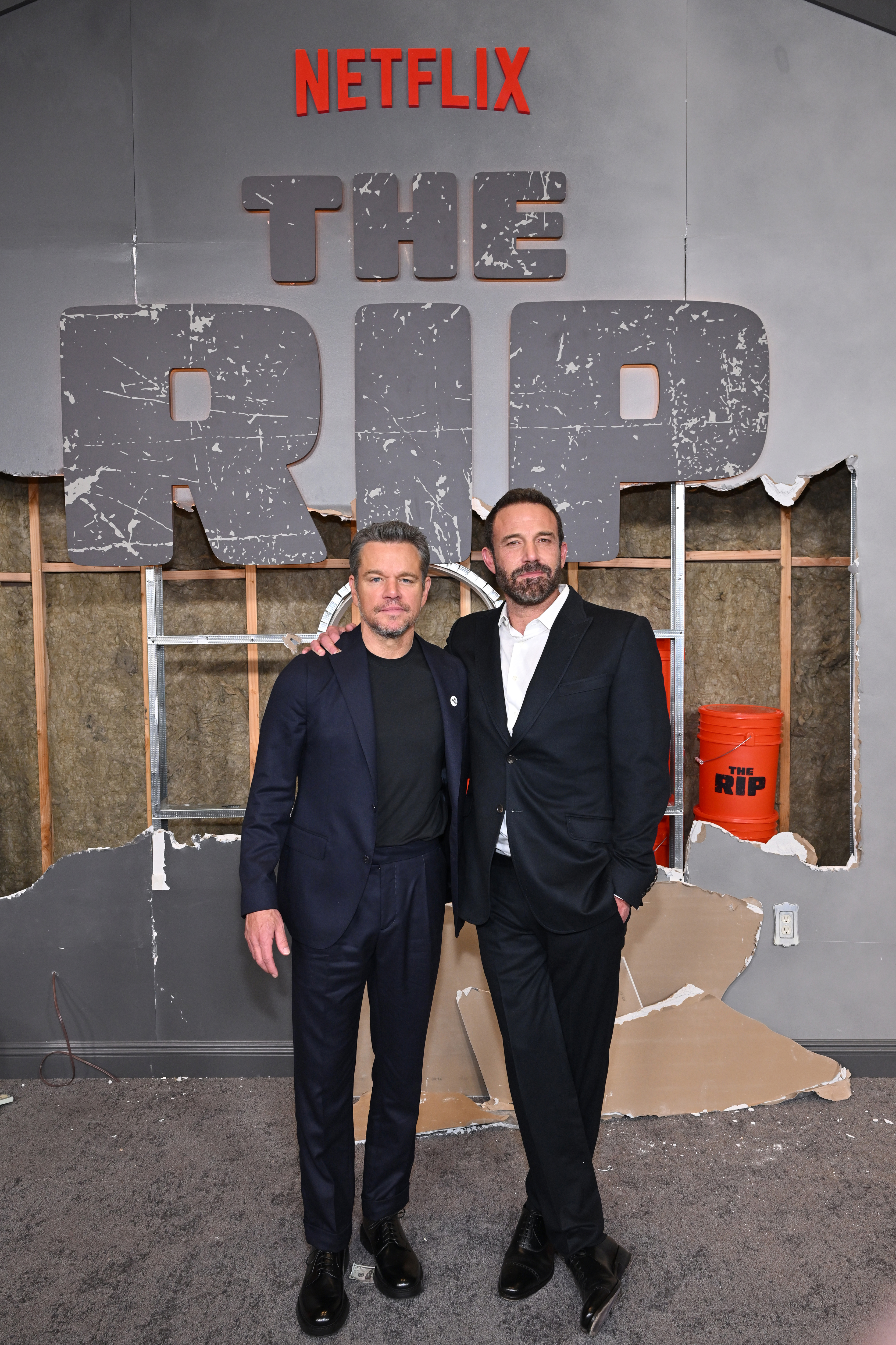 Matt Damon and Ben Affleck attend The Rip World Premiere at Alice Tully Hall on January 13, 2026 in New York City. 