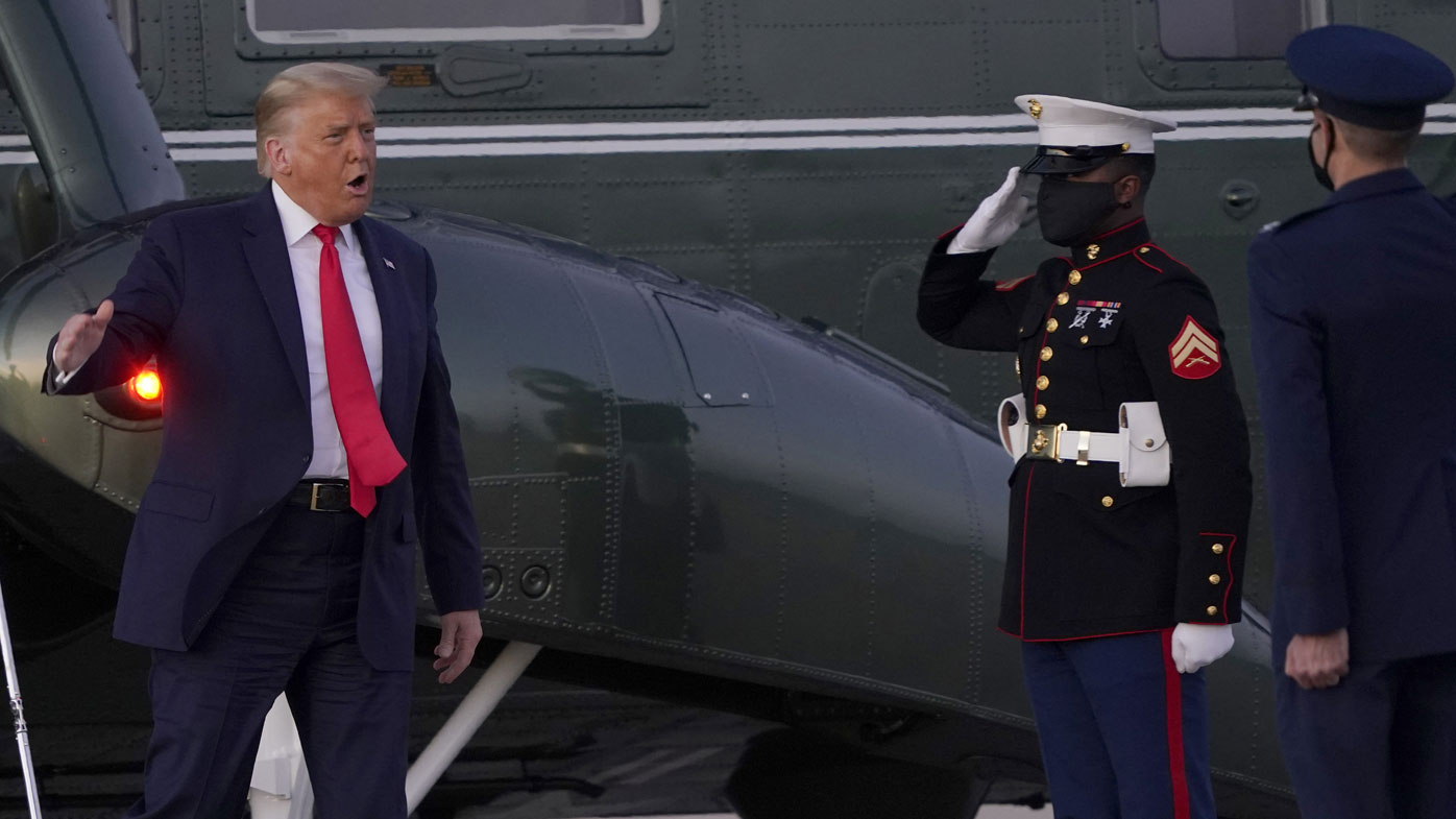 Donald Trump disembarking from Marine One.