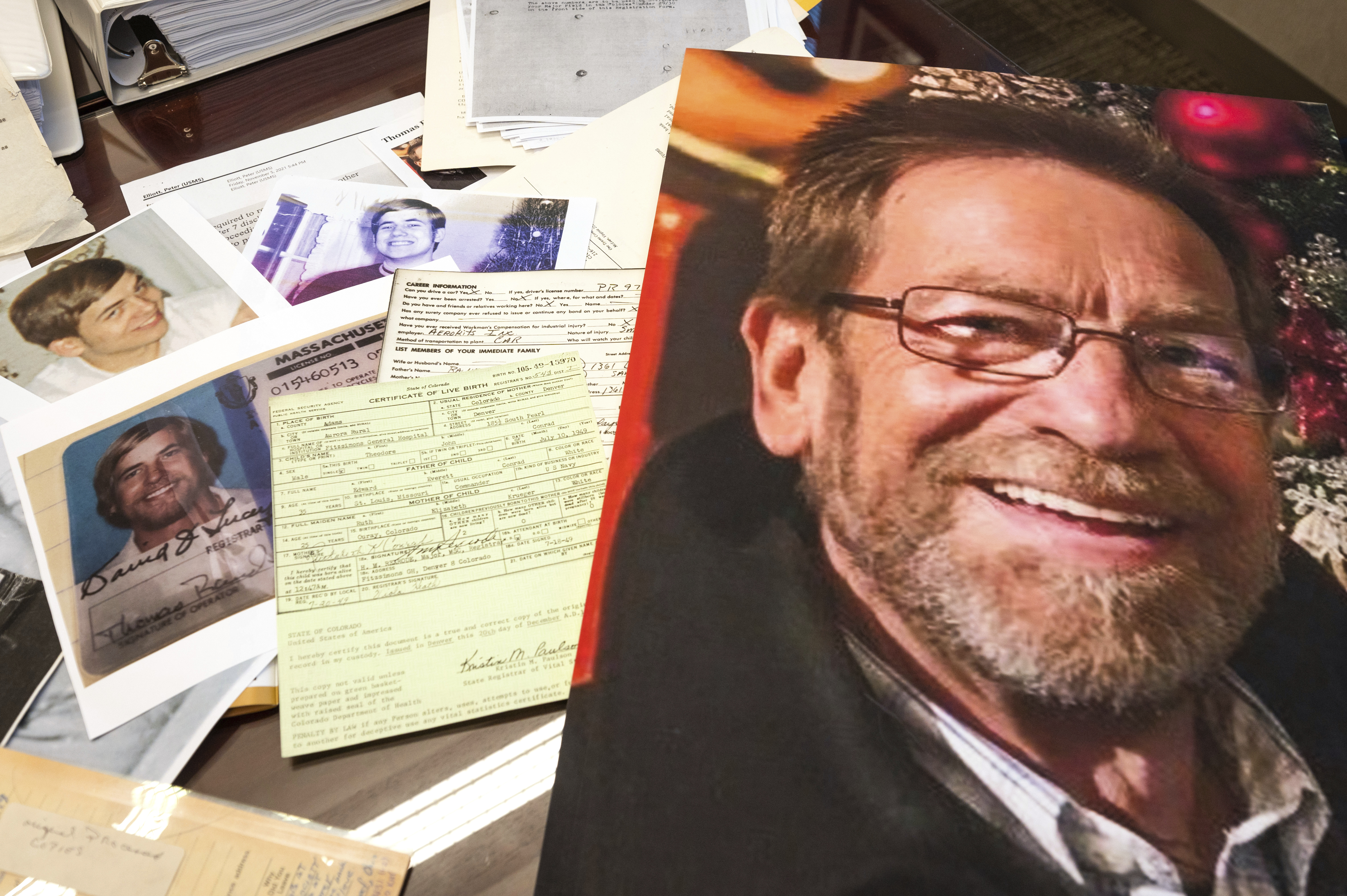 The original warrant and other items from a 1969 robbery involving Ted Conrad. 