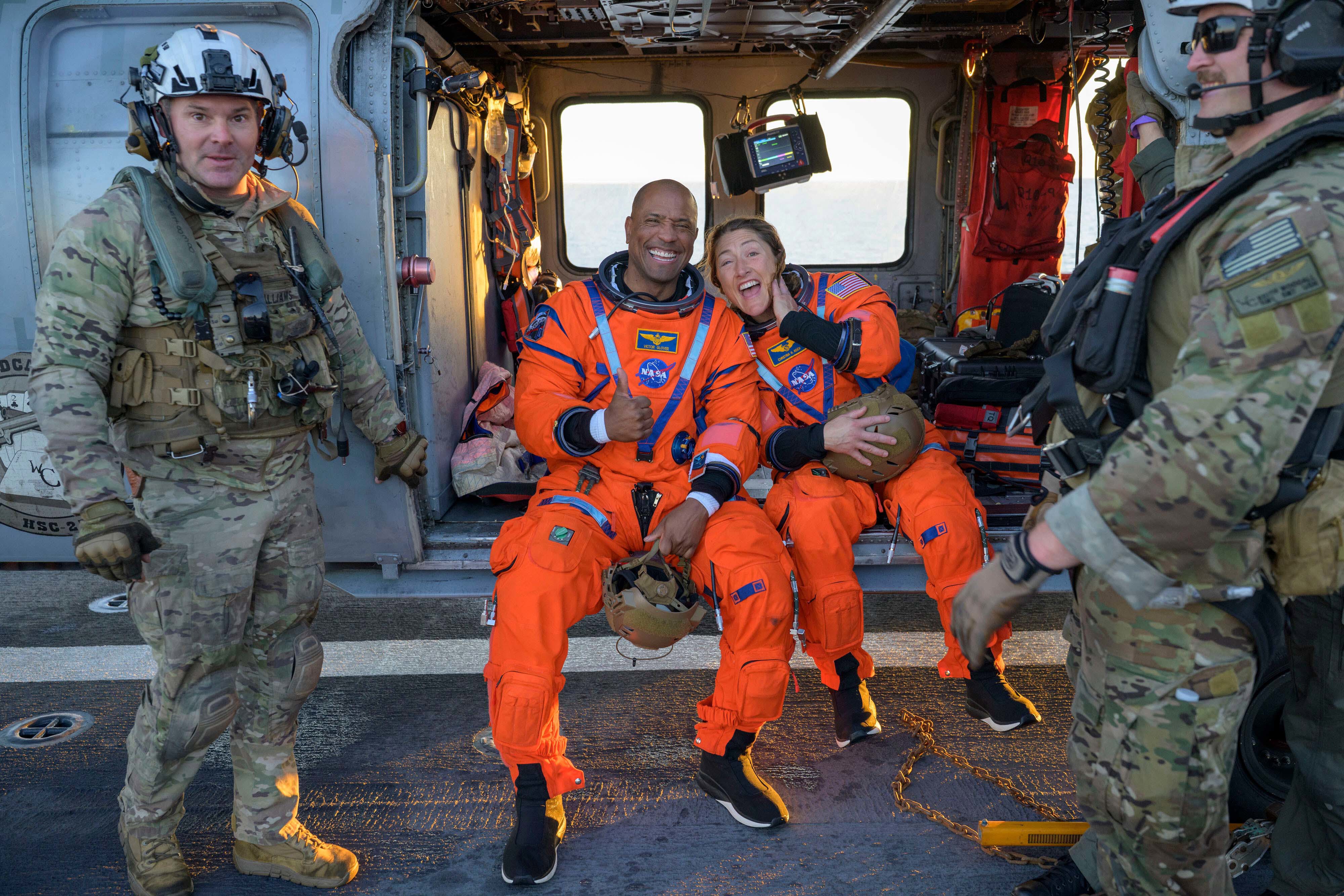 Commander Reid Wiseman, pilot Victor Glover, Christina Koch and Canada's Jeremy Hansen hit the atmosphere travelling Mach 33, or 33 times the speed of sound, a blistering blur not seen since NASA's Apollo moonshots of the 1960s and 1970s.