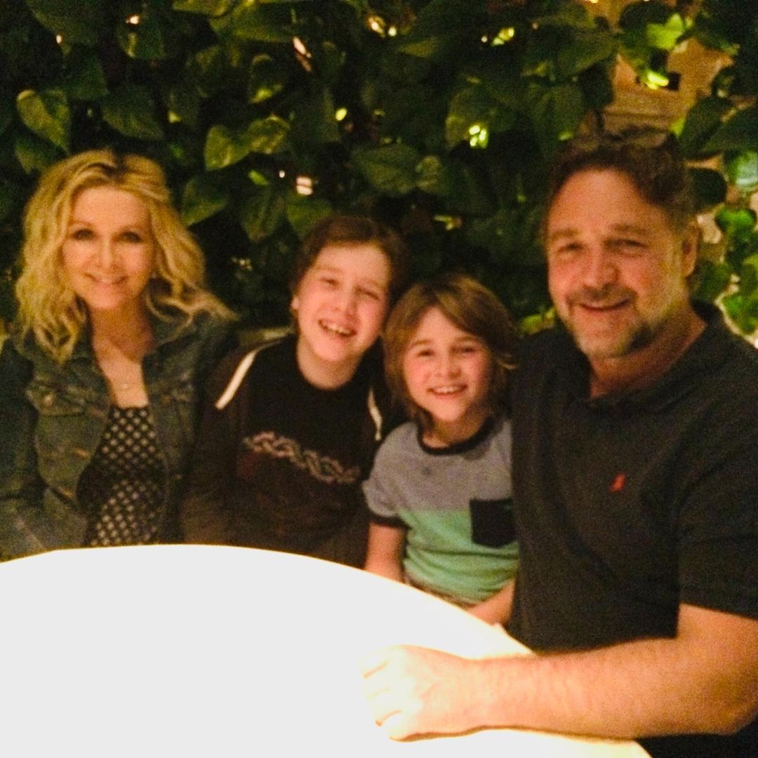 Russell Crowe, ex-wife Danielle Spencer, sons Tennyson and Charles, photo
