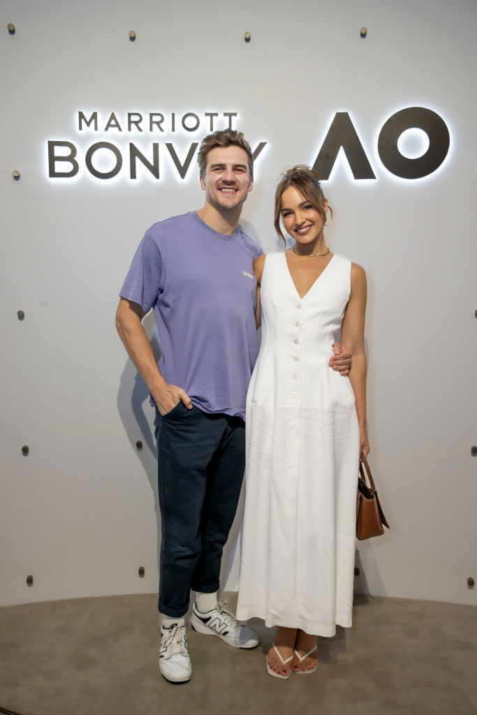 MELBOURNE, AUSTRALIA - JANUARY 17: Hugo Breakey and Olivia Molly Rogers attends the Marriott Bonvoy Lounge 2025 Australian Open on January 17, 2025 in Melbourne, Australia. (Photo by Sam Tabone/Getty Images)