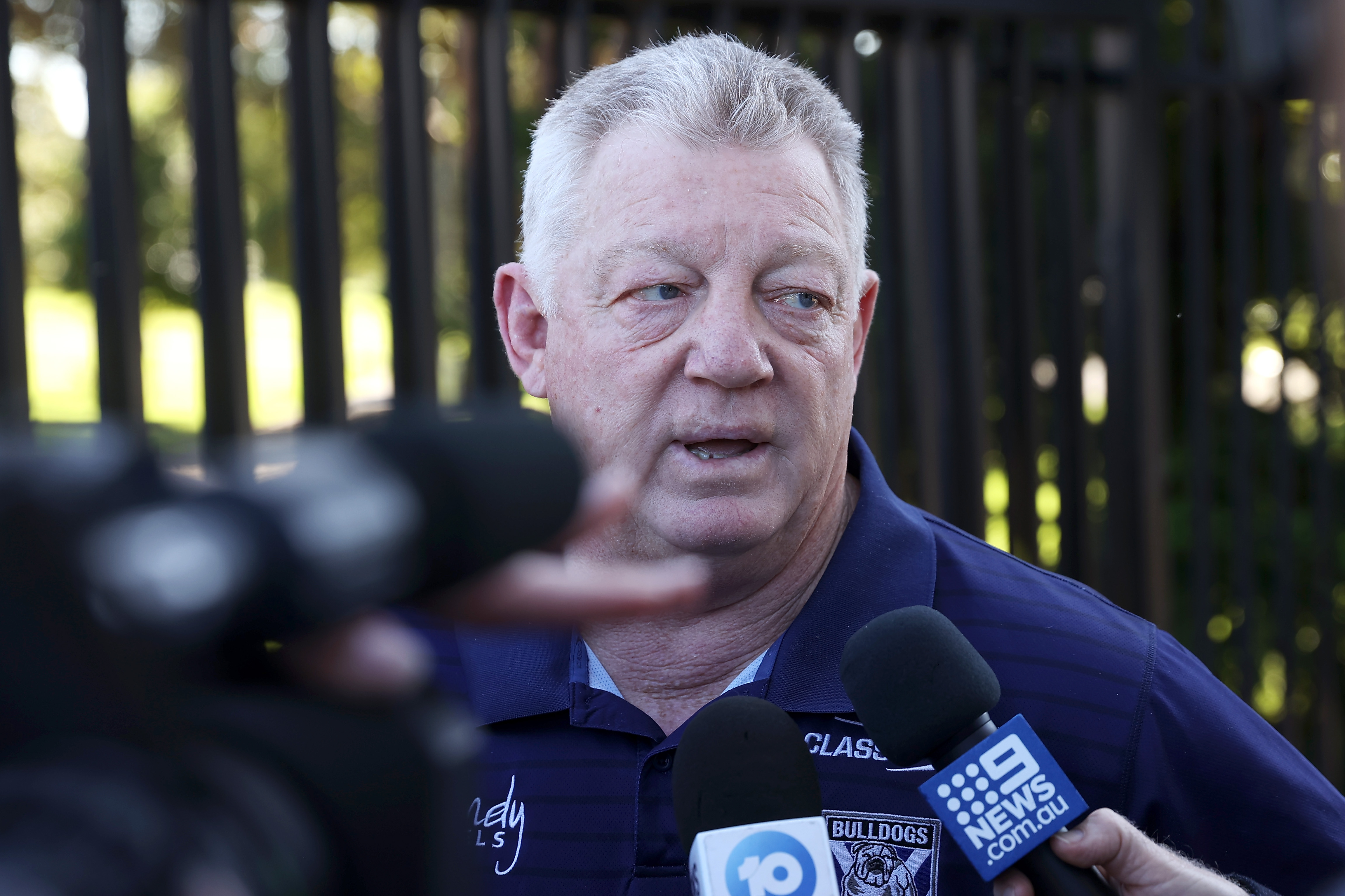 Canterbury Bulldogs general manager of football Phil Gould speaks to the media at Belmore Sports Ground.