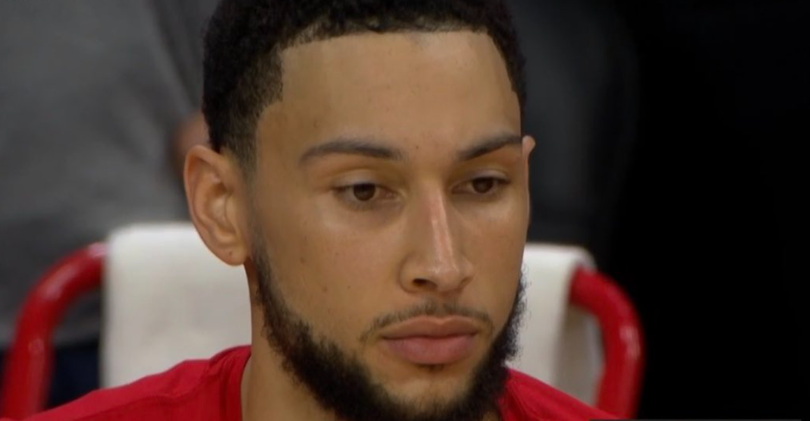 Ben Simmons watched on from the bench in the final minutes as Philly were booted from the playoffs.