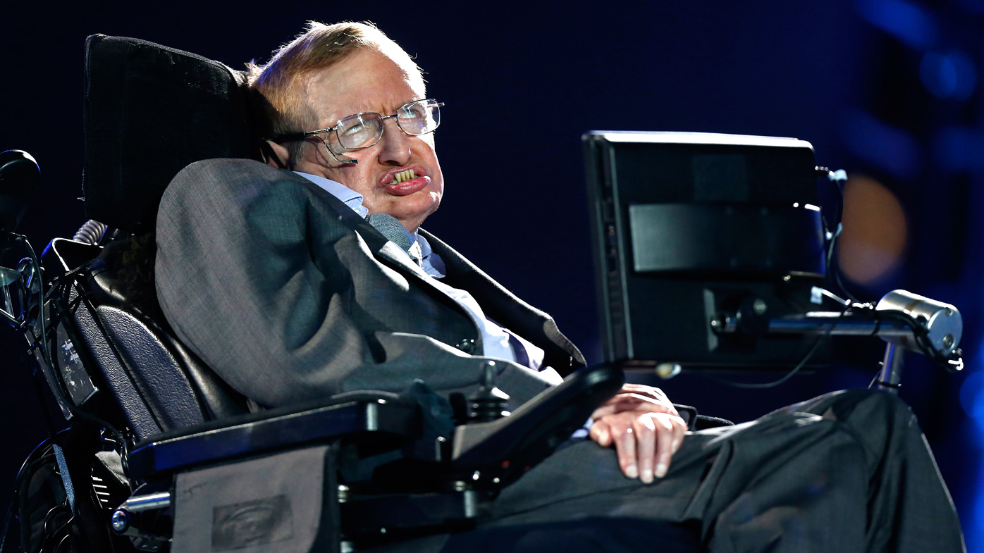  British physicist Professor Stephen Hawking speaks during the Opening Ceremony for the 2012 Paralympics in London.