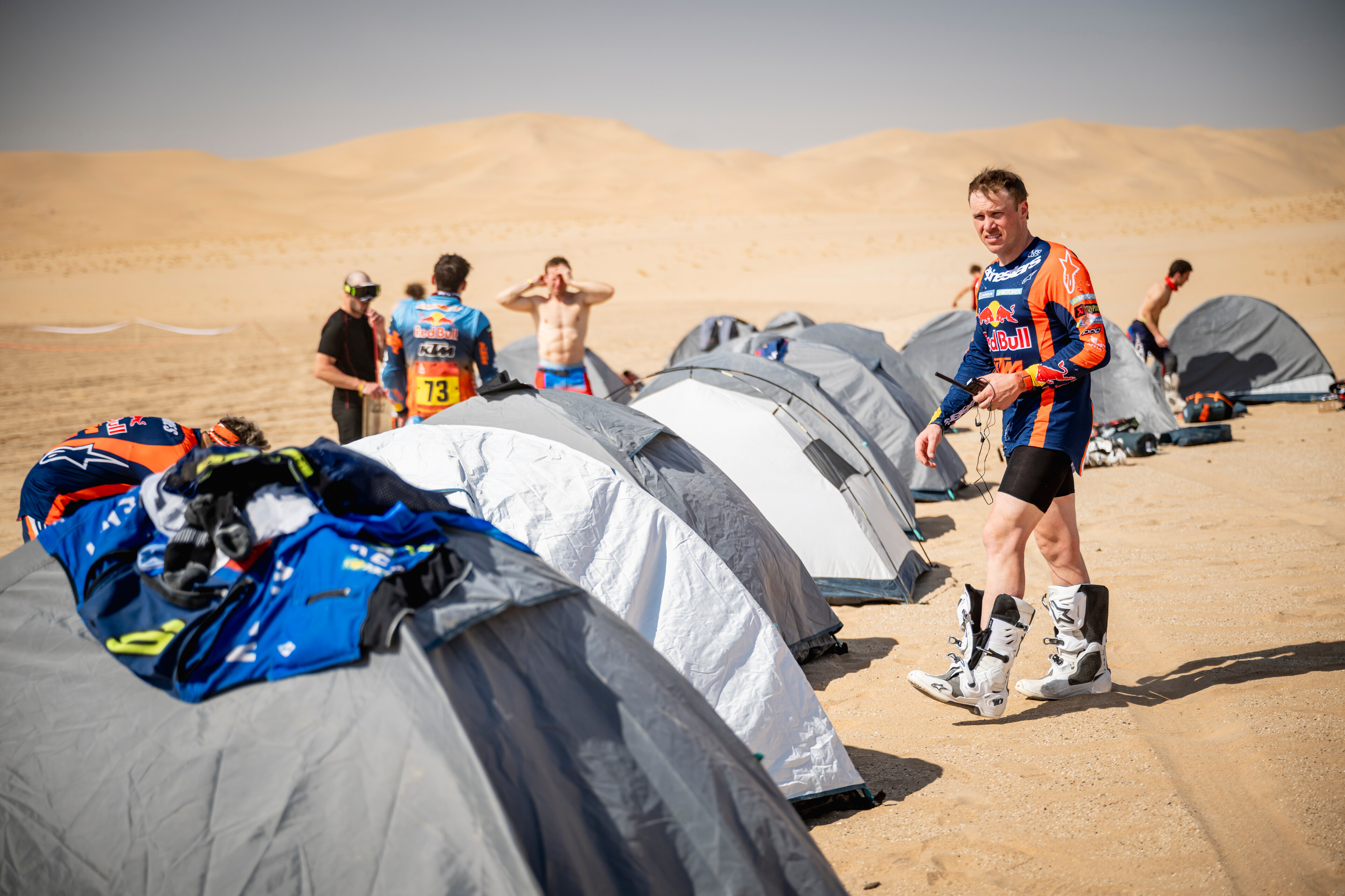 Daniel Sanders (AUS) of Red Bull KTM Factory Racing seen at Marathon Bivouac after stage 9 of Rally Dakar 2026 in Wadi Ad Dawasir, Saudi Arabia on January 13, 2026.