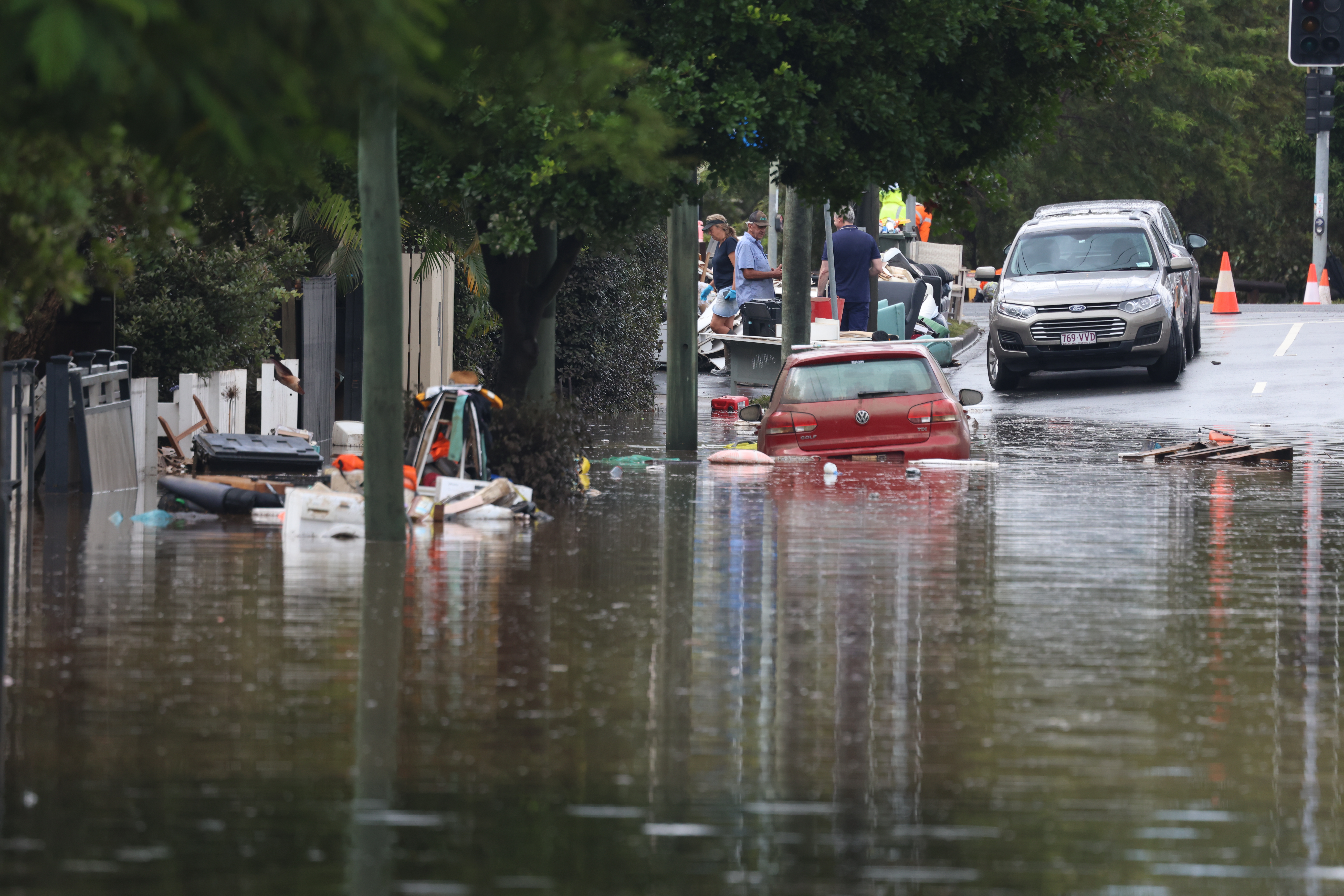 Floodwaters at Torwood Street, Auchenflower in Brisbane. 