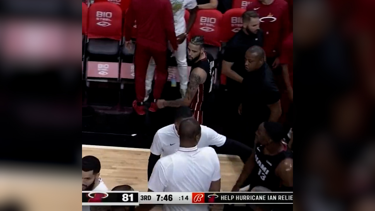 Toronto's Christian Koloko and Miami's Caleb Martin were both ejected