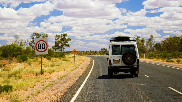 Northern Territory road with speed limit sign (Tim Graham/Getty Images)