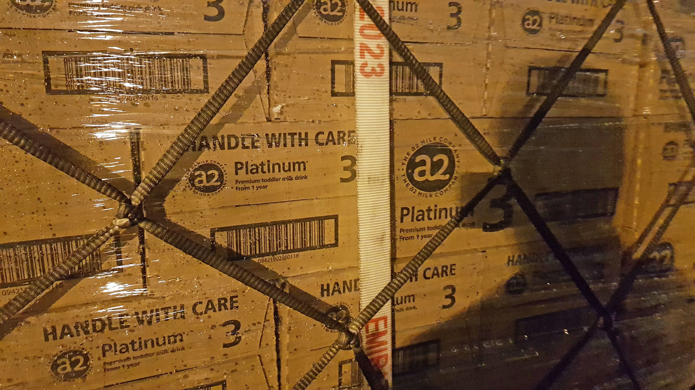 The pallet loads contained a2 Platinum Toddler Milk as well as other brands of baby formula.