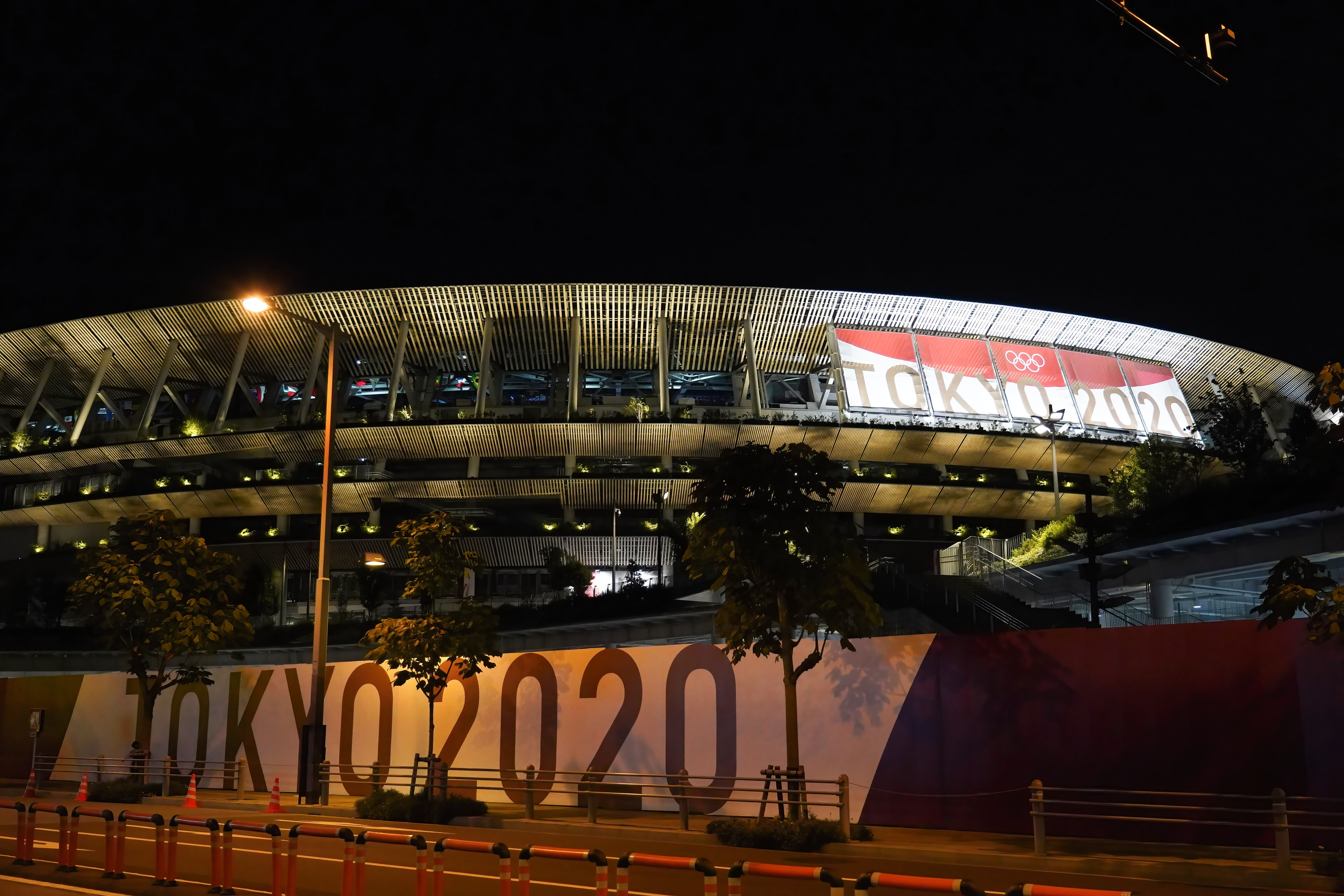 The Tokyo Olympic Stadium on the eve of the opening ceremony.
