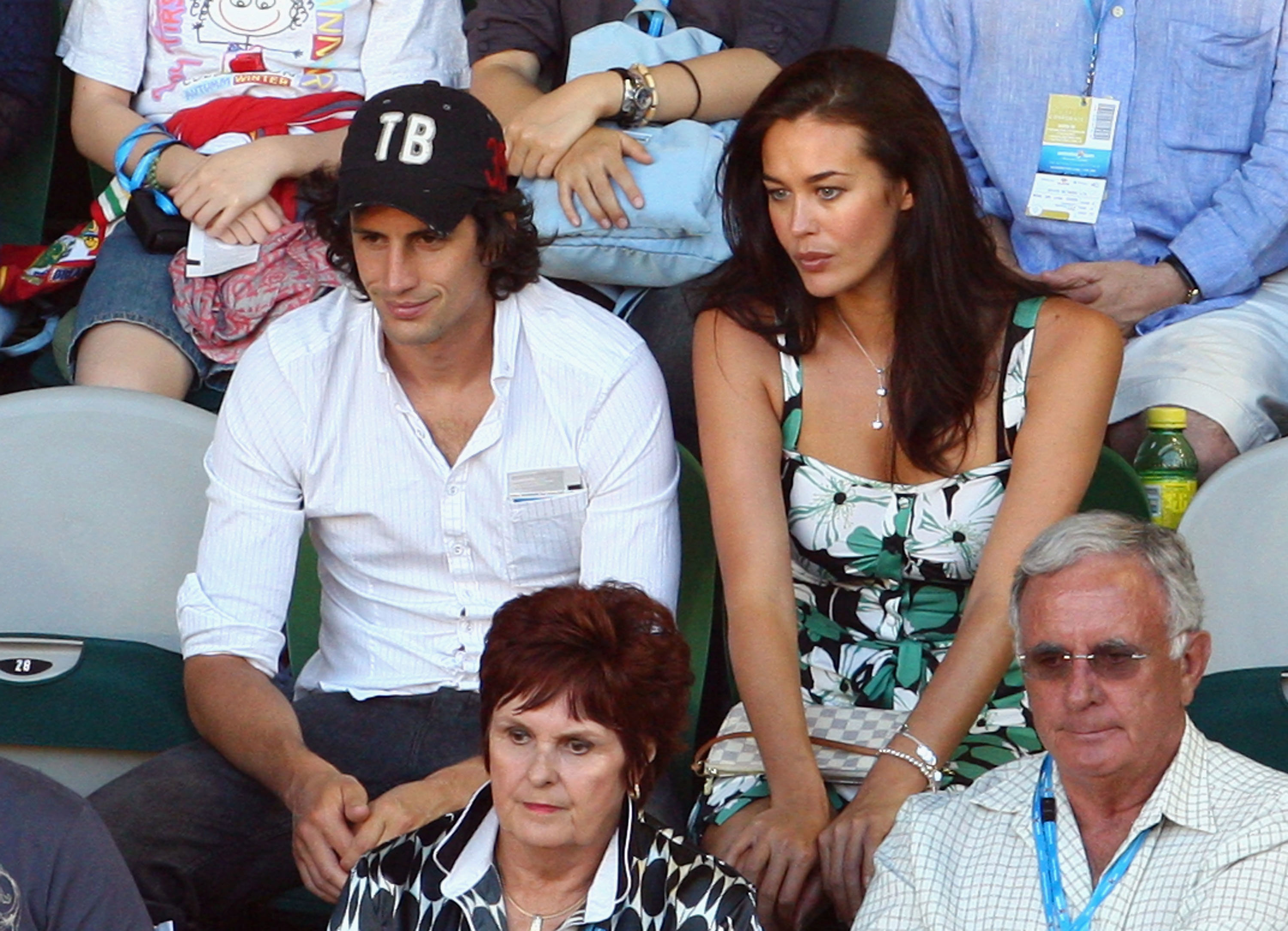 Andy Lee and Megan Gale during day eight of the 2009 Australian Open at Melbourne Park on January 26, 2009 in Melbourne, Australia.