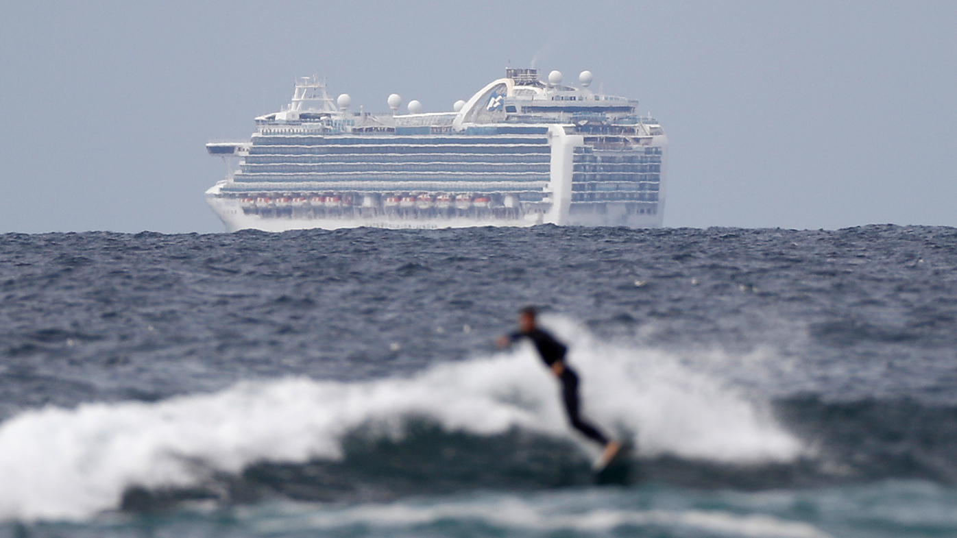 The Ruby Princess Cruise Ship is seen off the coast of Sydney on March 24.