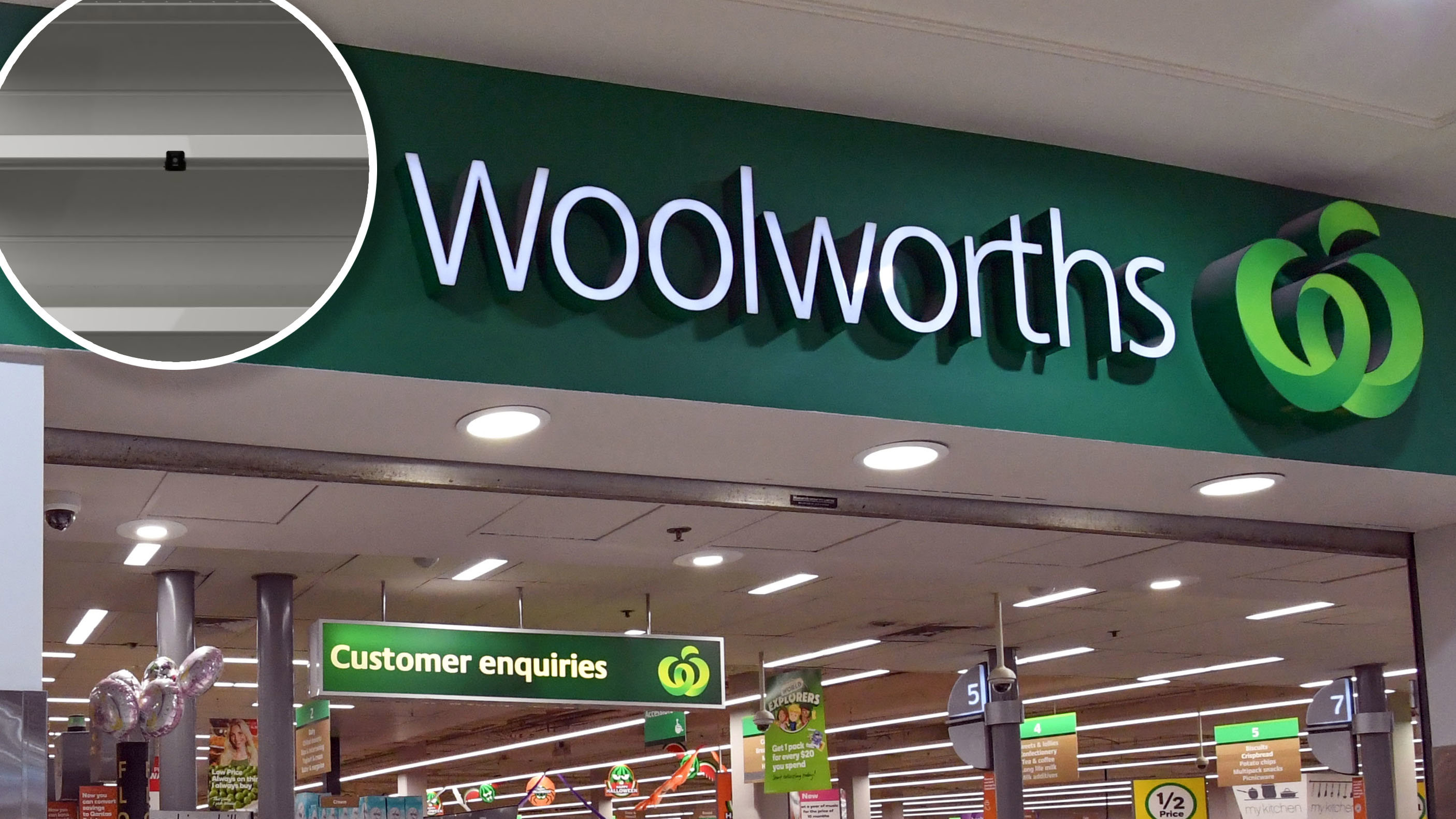Woolworths store with new aisle camera